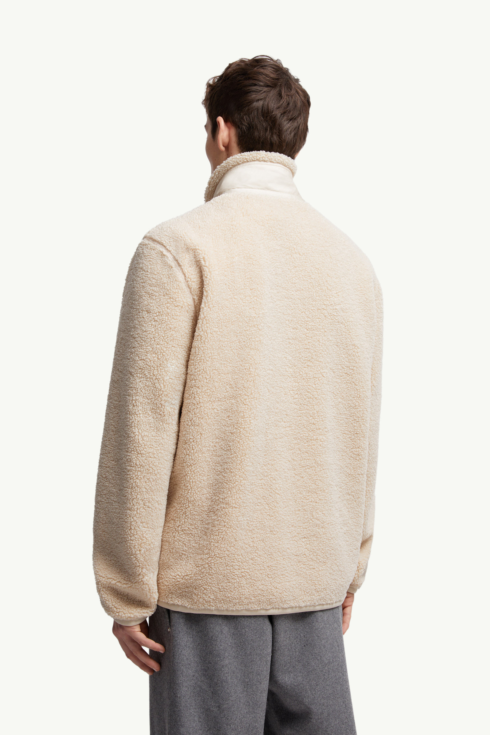 Teddy Zip-Up Sweatshirt with Pocket Men Light Beige Moncler 4