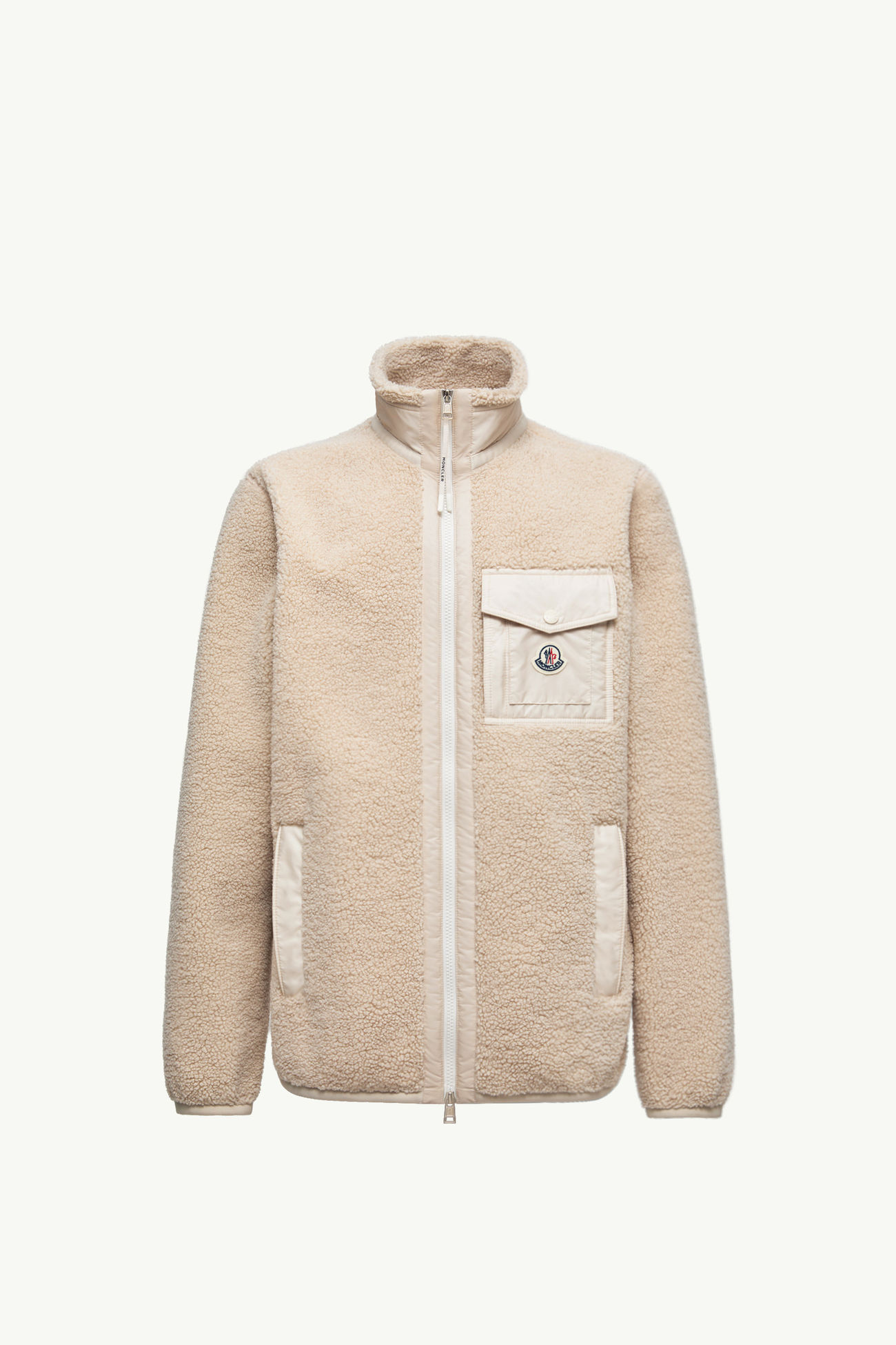 Sweatshirt aus Teddystoff mit Reißverschluss und Tasche Herren Hellbeige Moncler 2