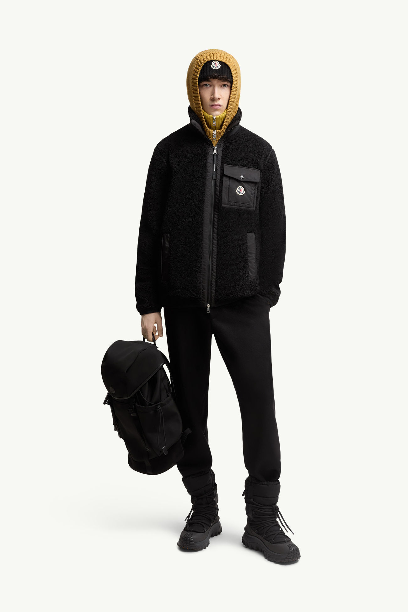 口袋裝飾泰迪布拉鏈衛衣 男士 黑色 Moncler 0