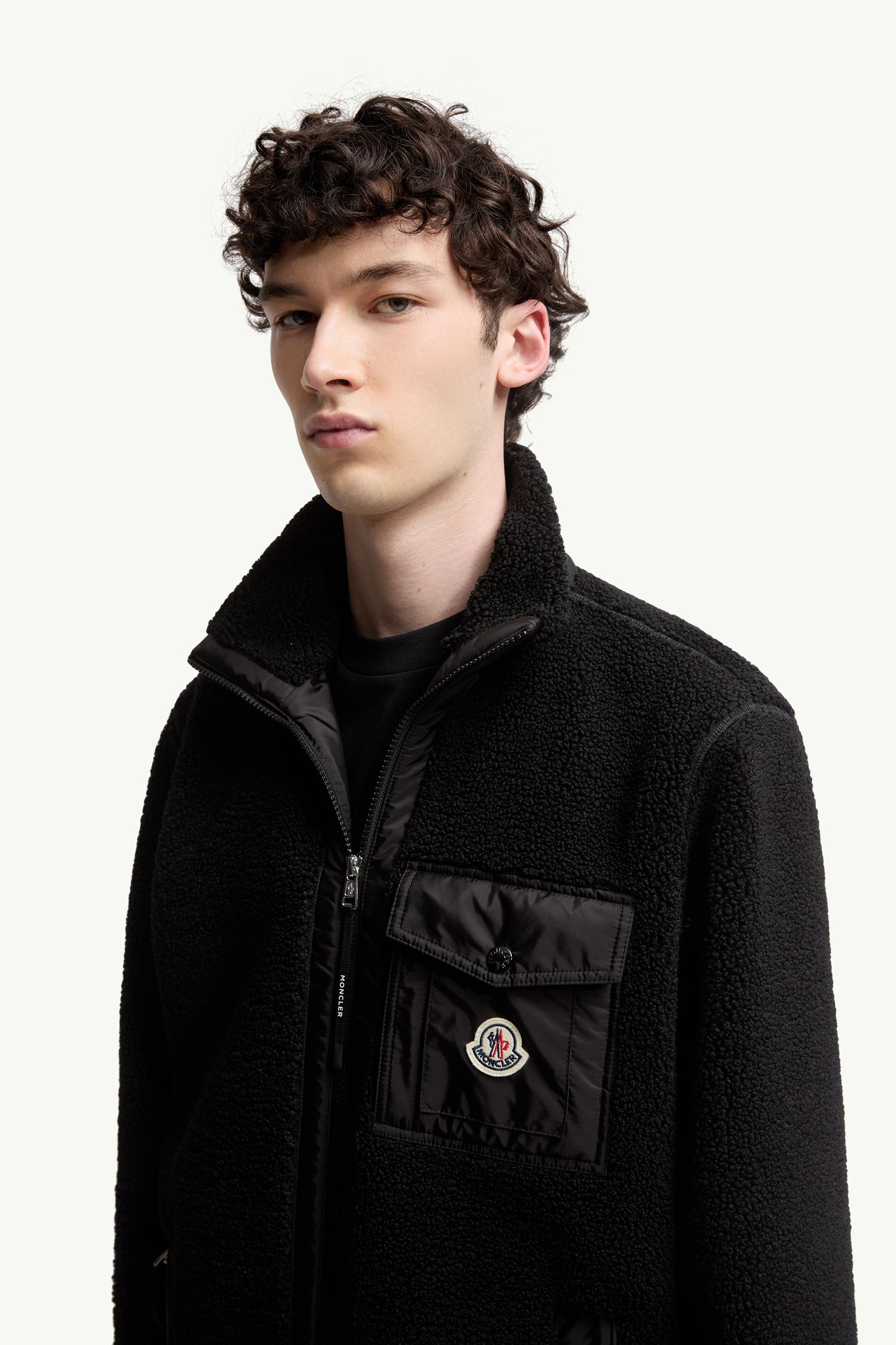 Teddy Zip-Up Sweatshirt with Pocket Men Black Moncler 1