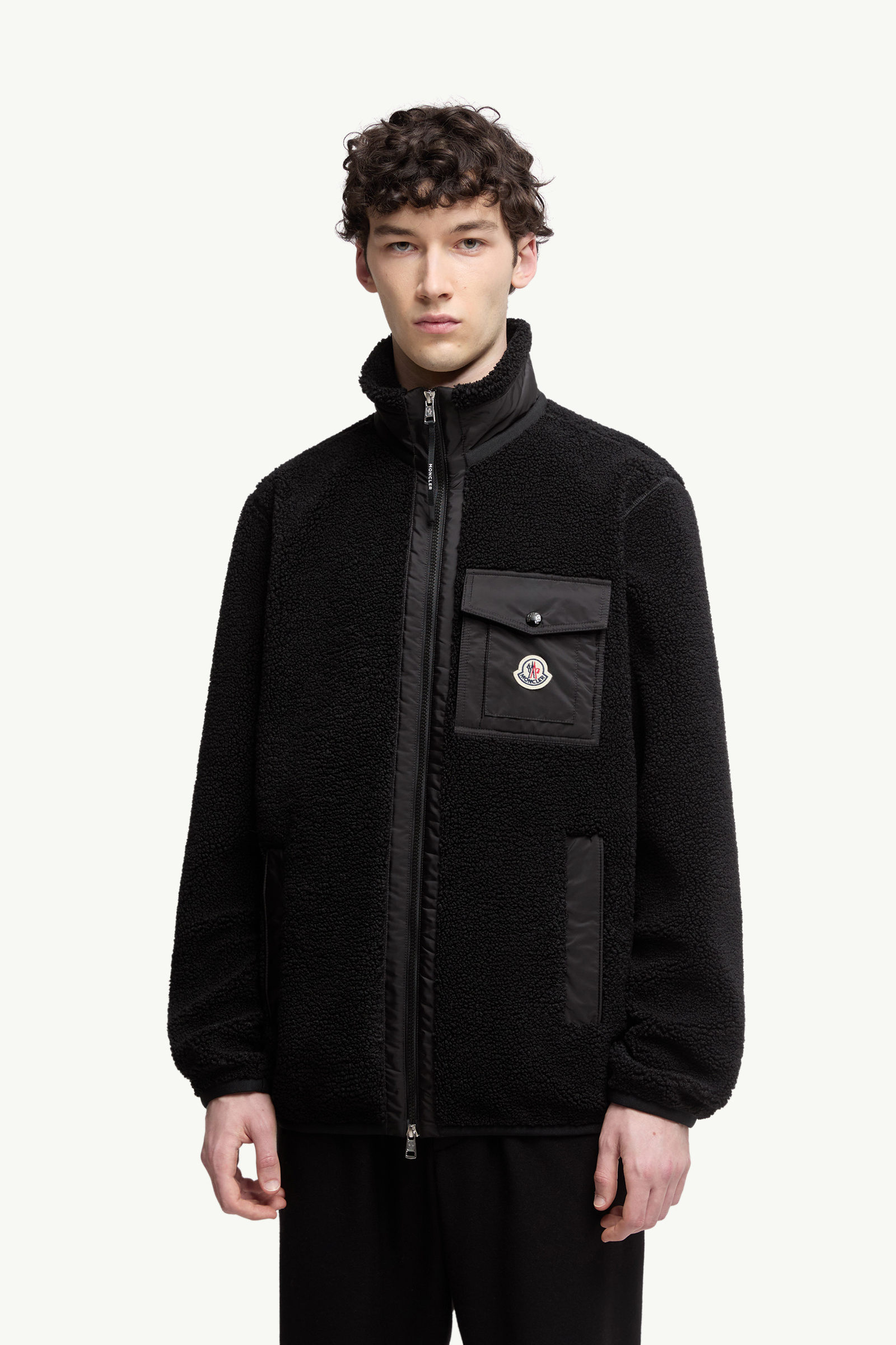 Teddy Zip-Up Sweatshirt with Pocket Men Black Moncler 3