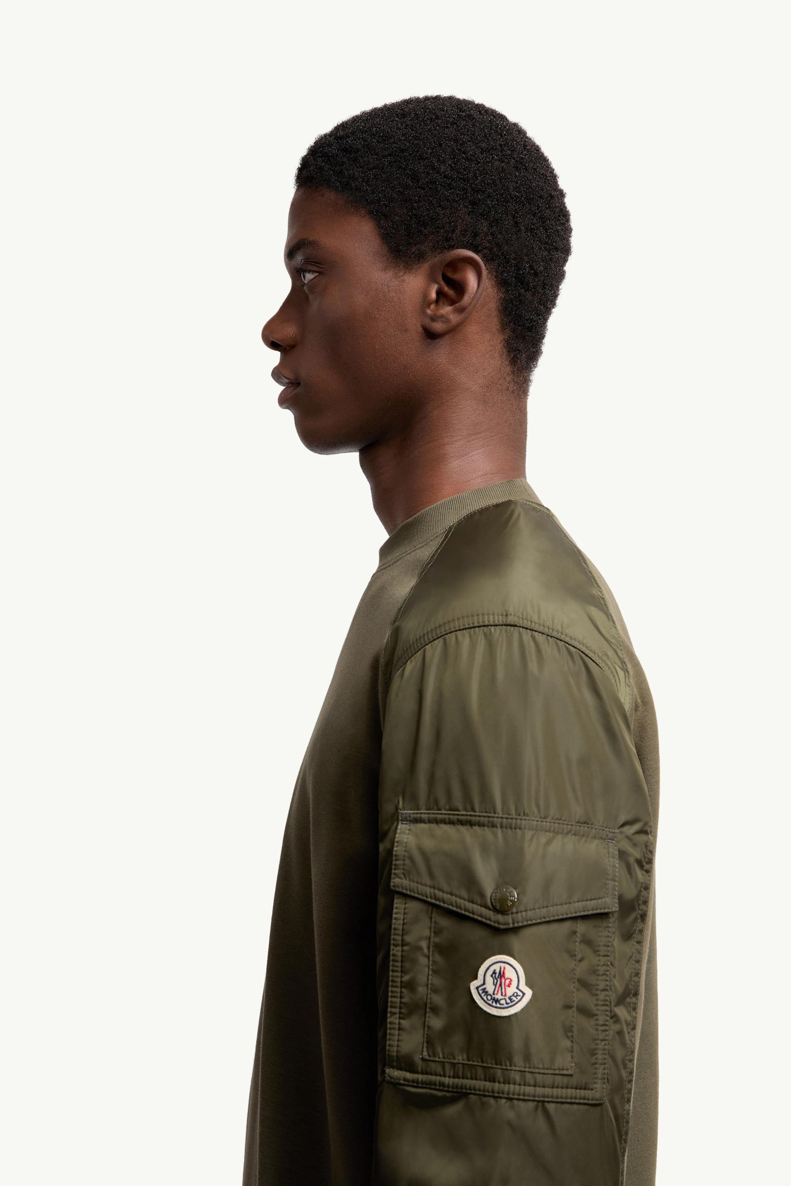 Cotton Blend Sweatshirt Men Olive Green Moncler 1