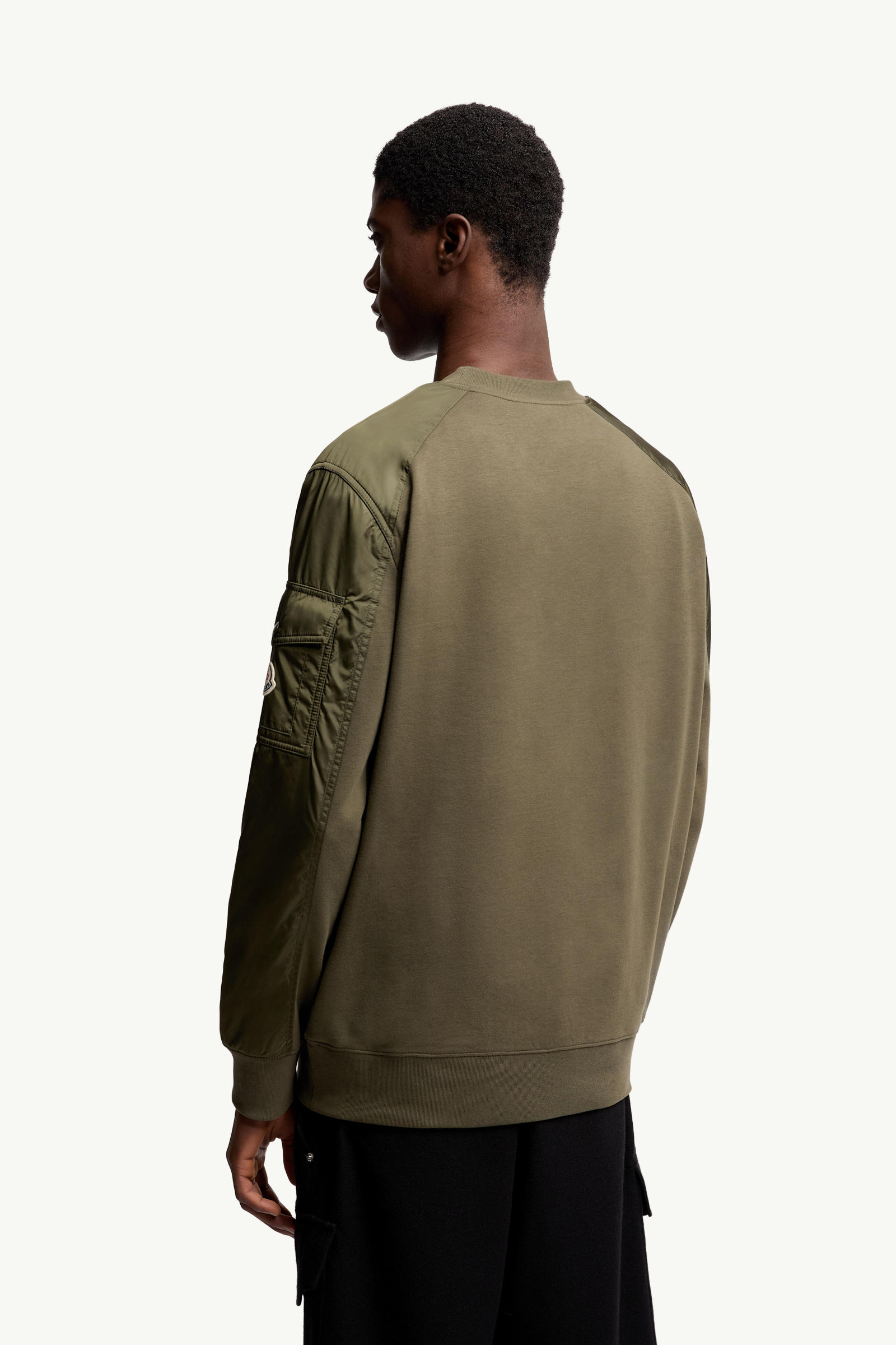 Cotton Blend Sweatshirt Men Olive Green Moncler 4