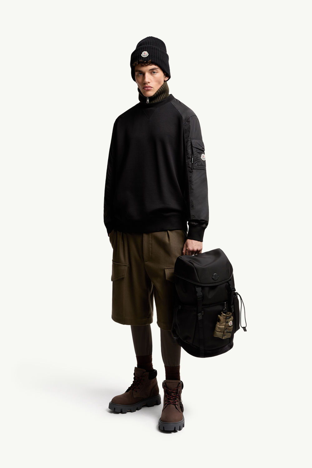 Cotton Blend Sweatshirt Men Black Moncler 0