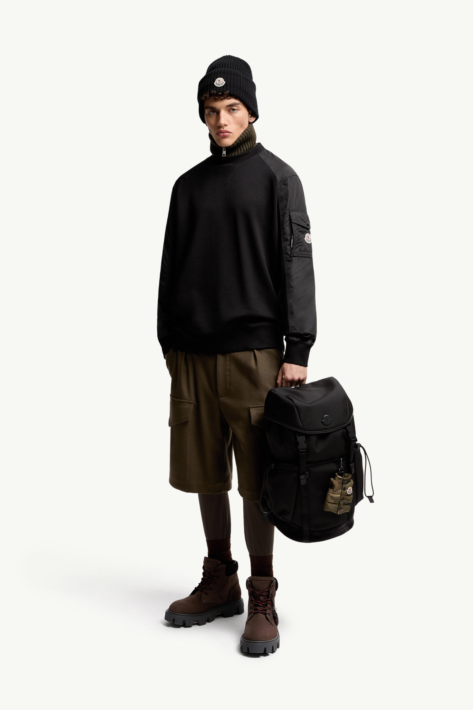Cotton Blend Sweatshirt Men Black Moncler 0