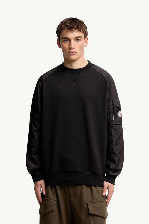 Cotton Blend Sweatshirt Men Black Moncler 3