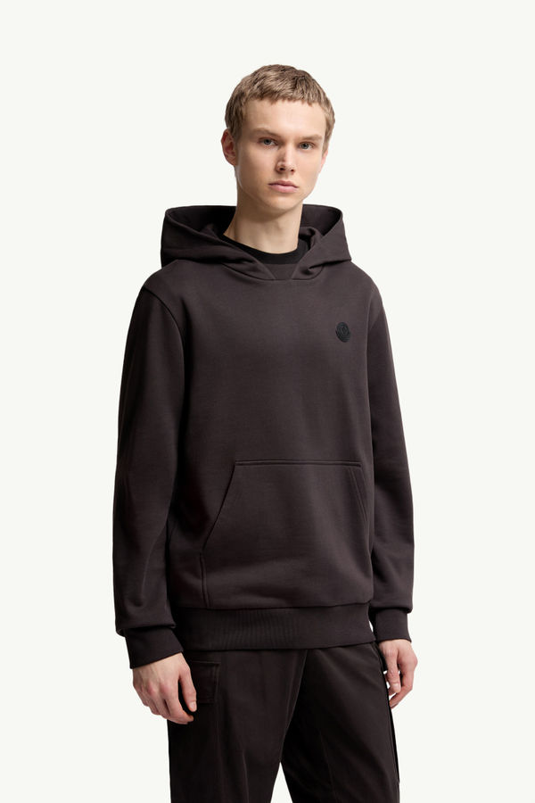 Tonal Back Logo Cotton Hoodie Men Dark Brown Moncler 3