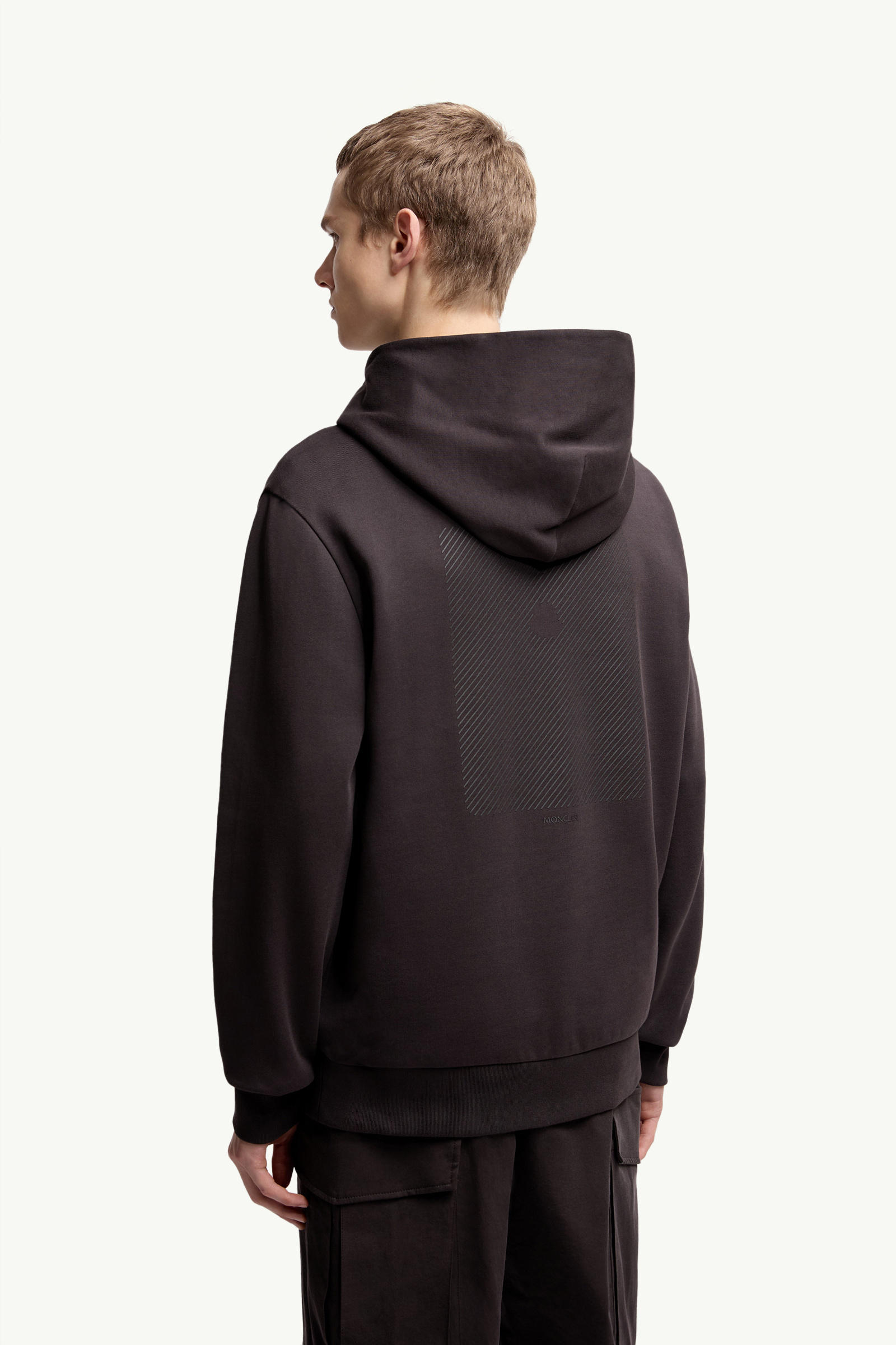 Tonal Back Logo Cotton Hoodie Men Dark Brown Moncler 4