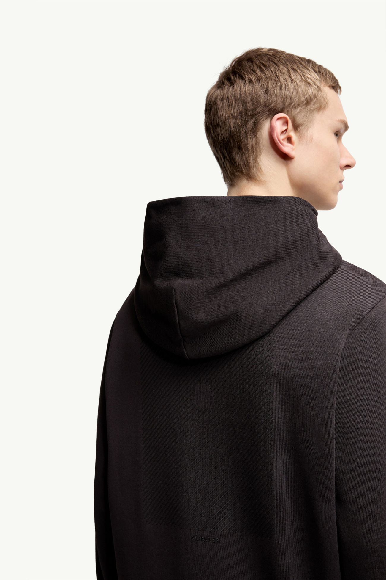 Sweat à capuche en coton à logo arrière ton sur ton Hommes Marron Foncé Moncler 5