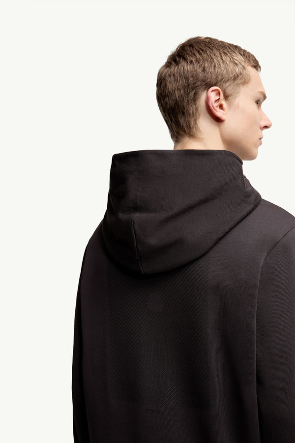 Tonal Back Logo Cotton Hoodie Men Dark Brown Moncler 5