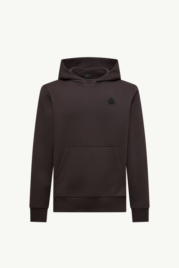 Tonal Back Logo Cotton Hoodie Men Dark Brown Moncler 2