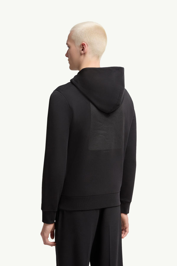 Tonal Back Logo Cotton Hoodie Men Black Moncler 4