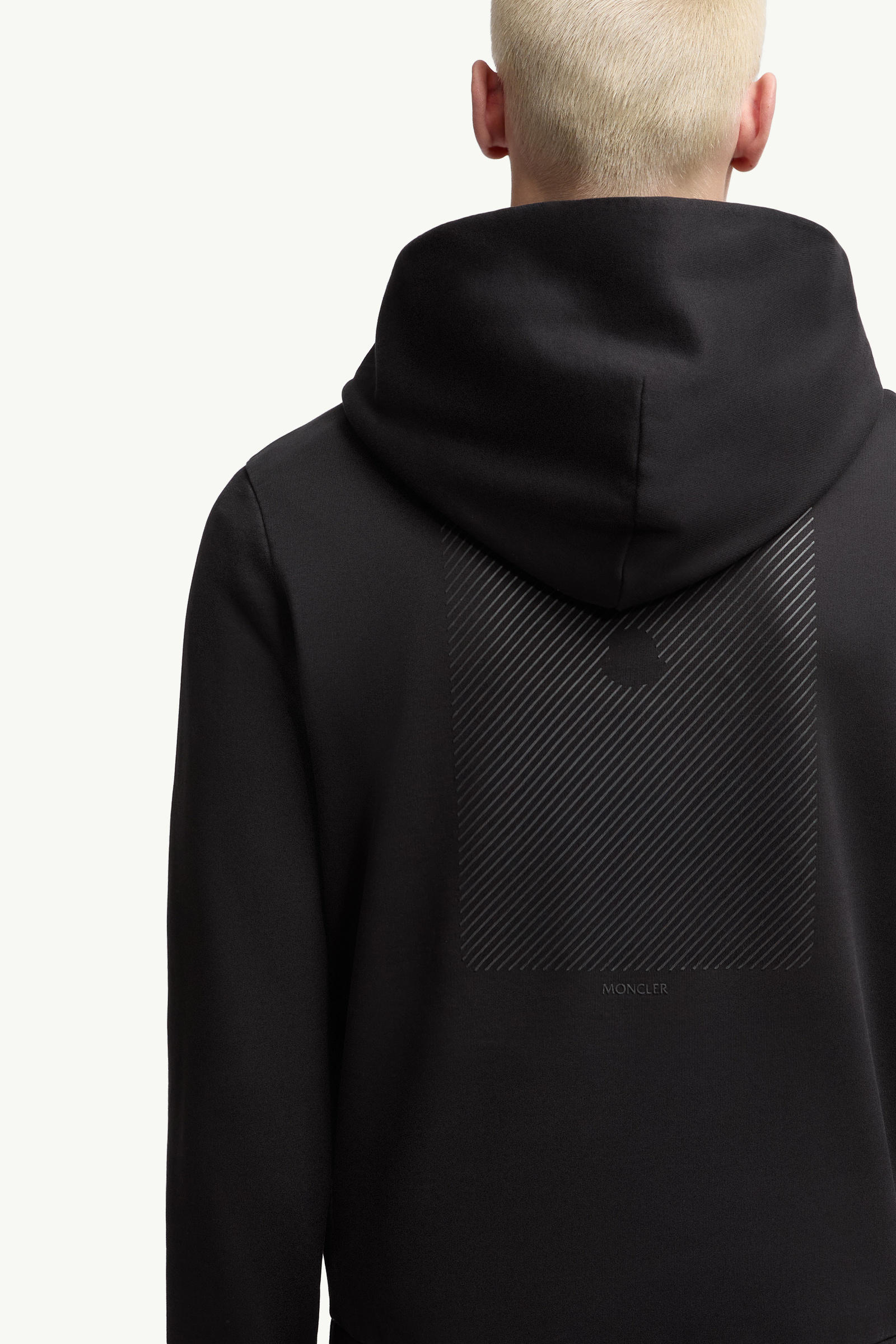 Tonal Back Logo Cotton Hoodie Men Black Moncler 5