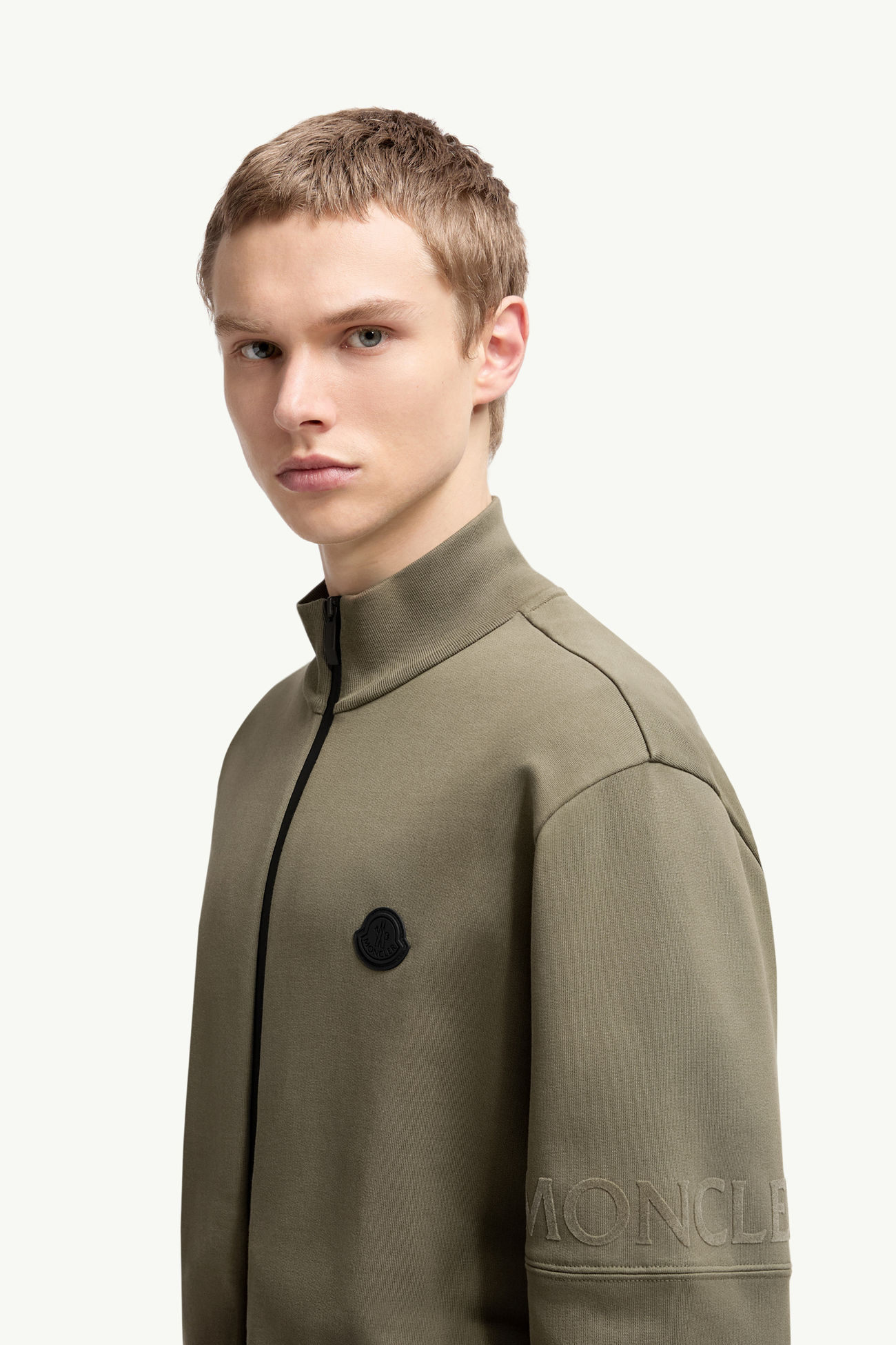 Sweatshirt mit Reißverschluss aus Baumwolle Herren Olivgrün Moncler 1