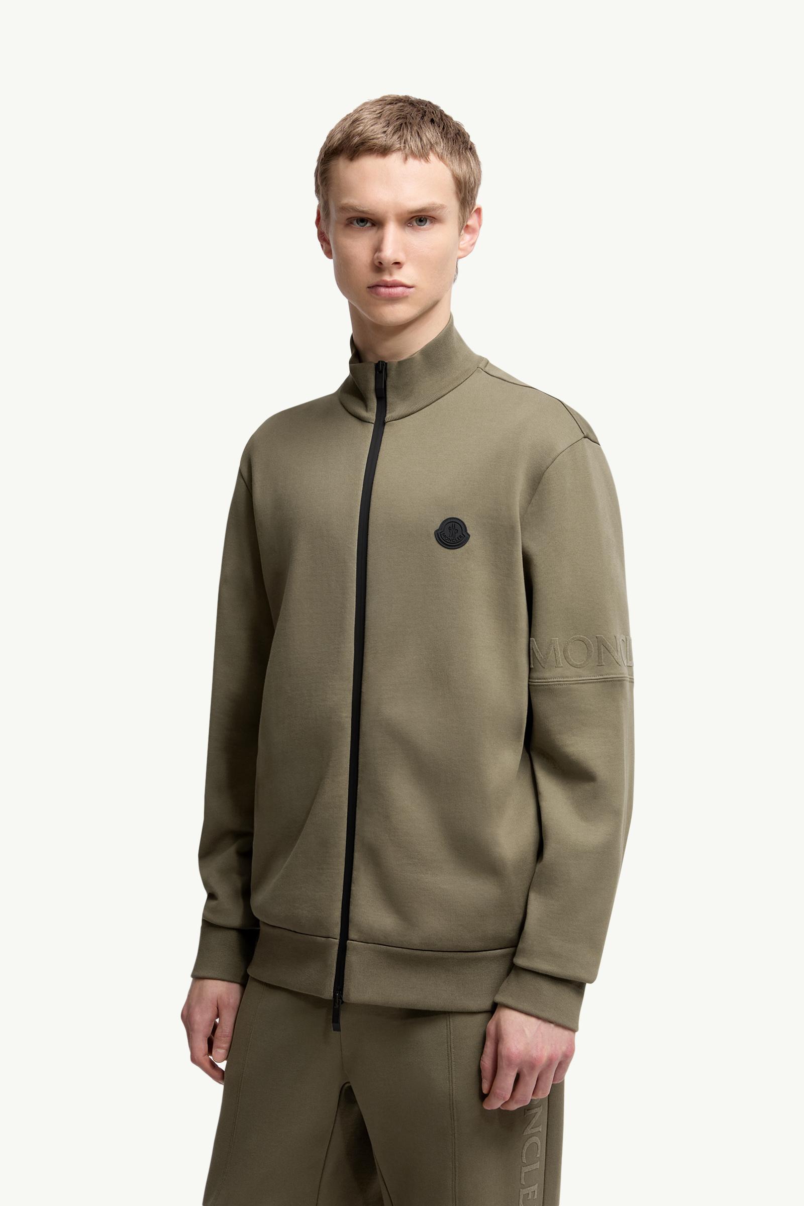 Olive Green Cotton Zip-Up Sweatshirt - Sweatshirts for Men