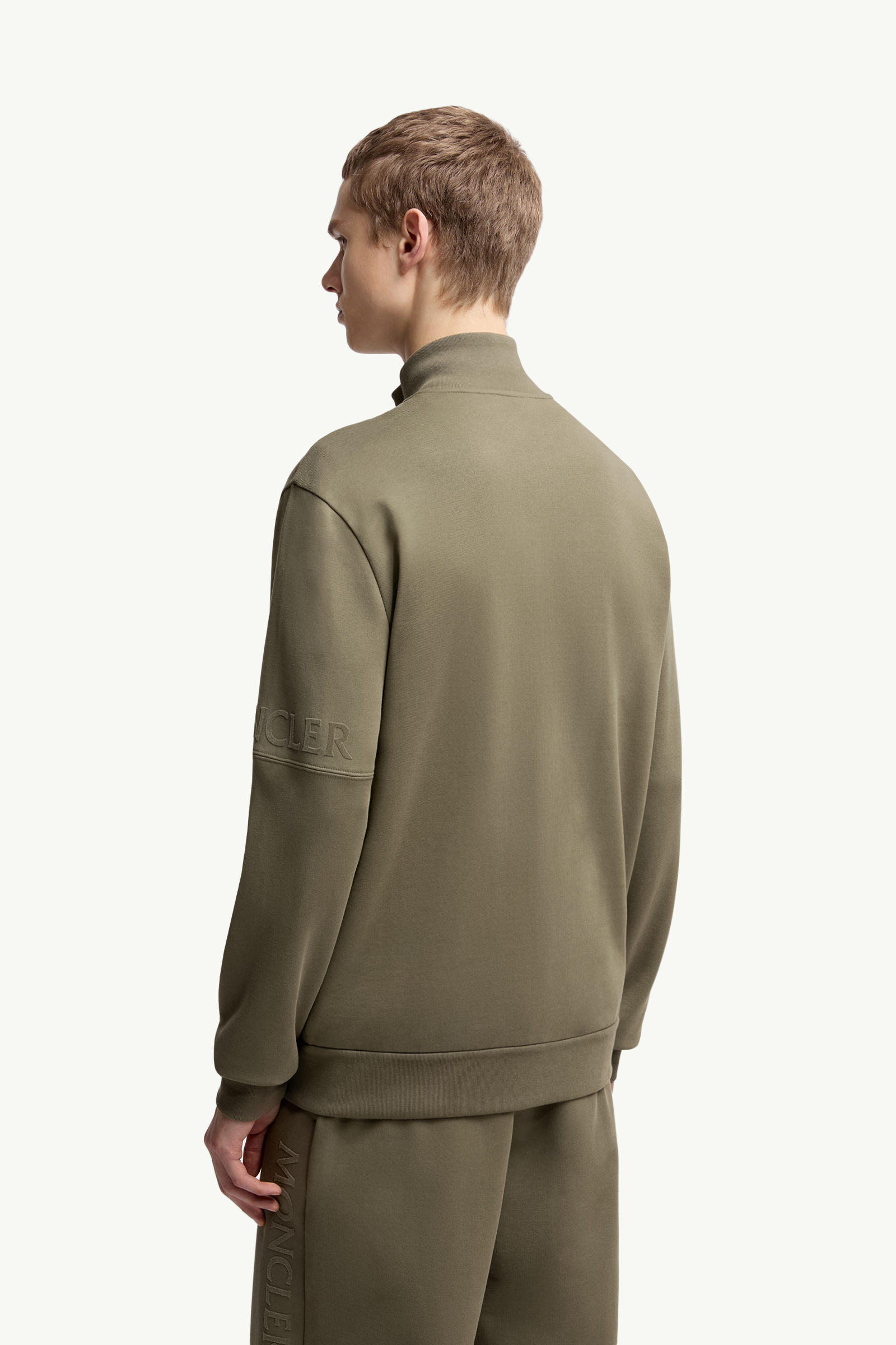 Sweatshirt mit Reißverschluss aus Baumwolle Herren Olivgrün Moncler 4