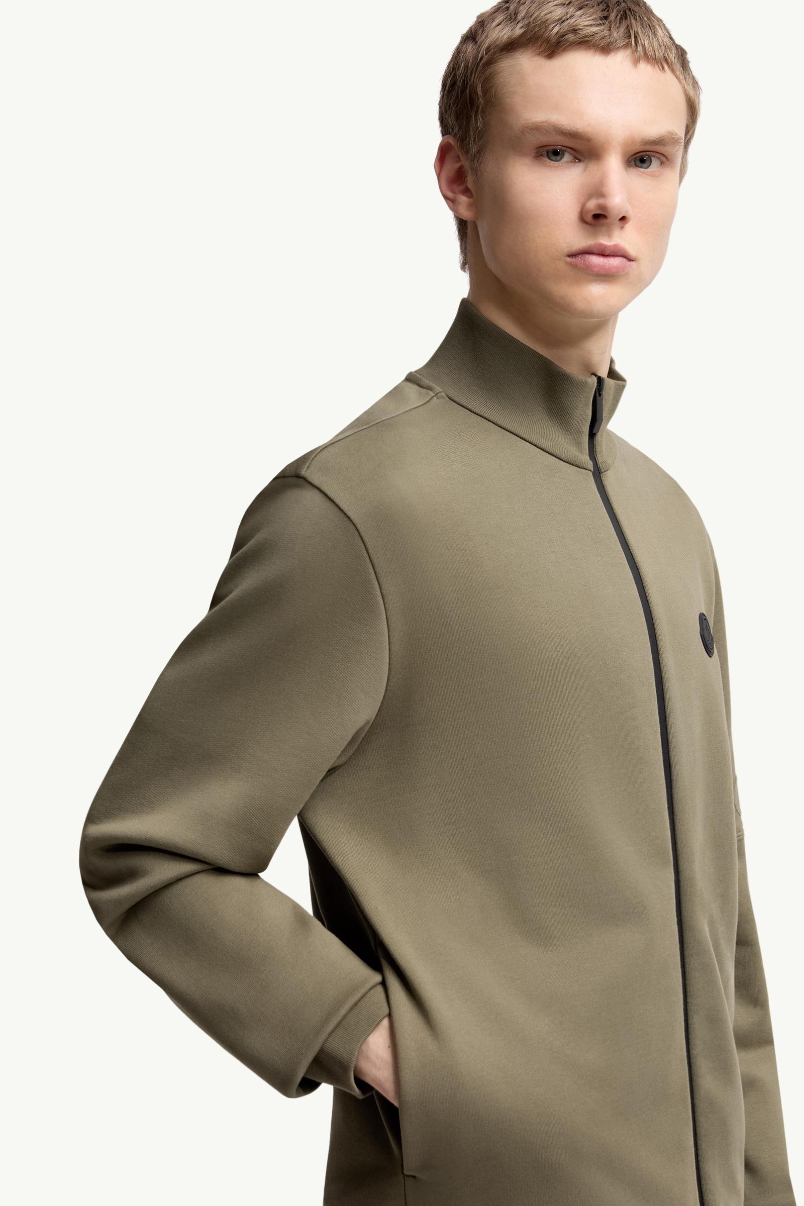 Olive Green Cotton Zip-Up Sweatshirt - Sweatshirts for Men