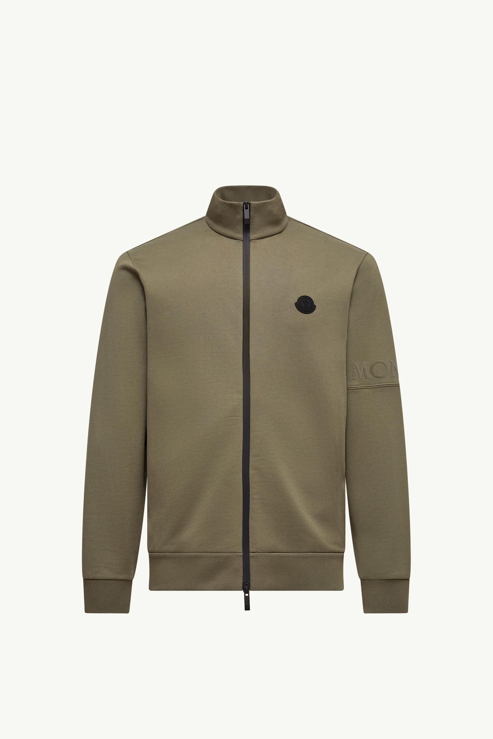 Olive Green Cotton Zip-Up Sweatshirt - Sweatshirts for Men