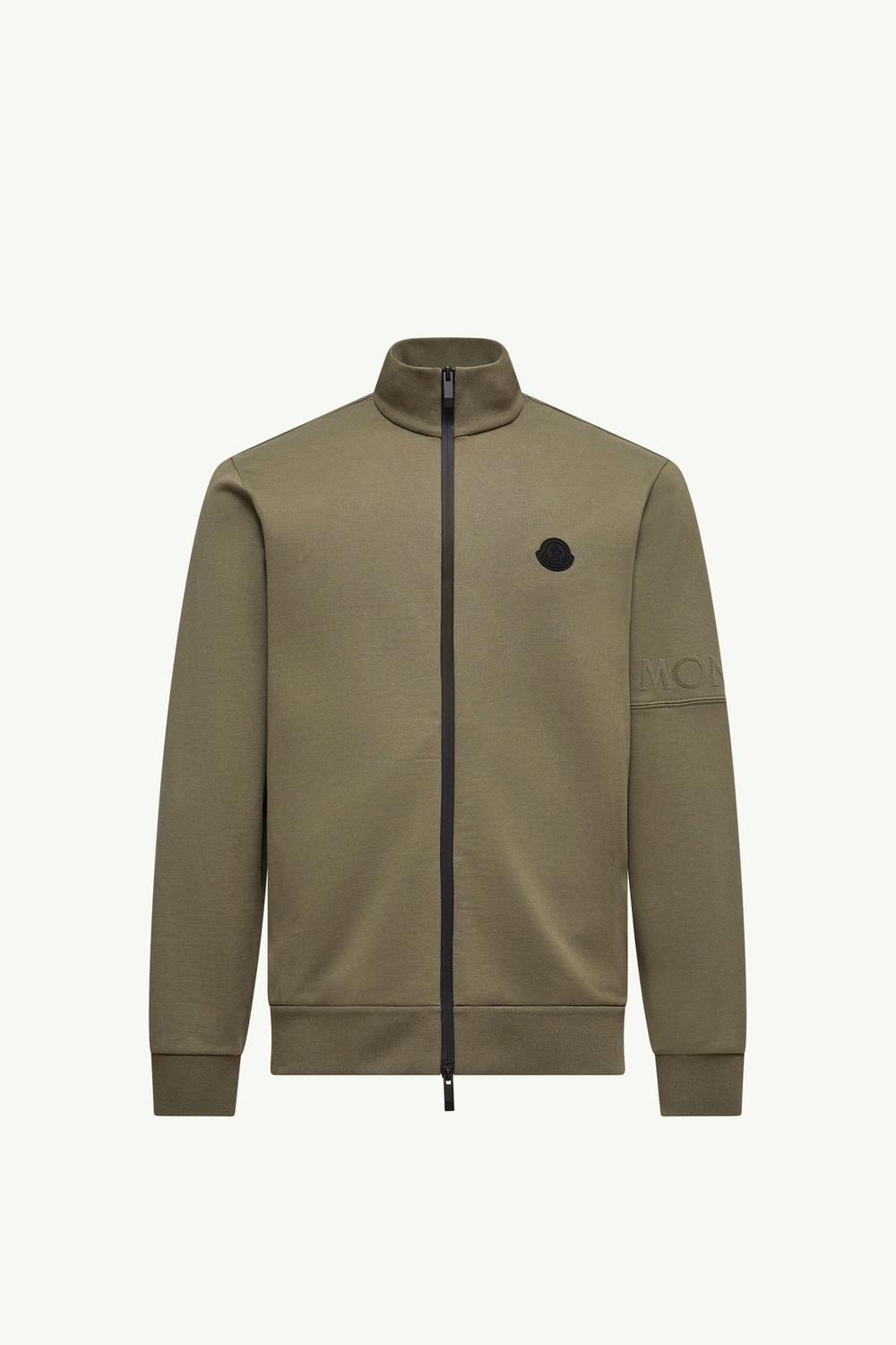Cotton Zip-Up Sweatshirt Men Olive Green Moncler 2