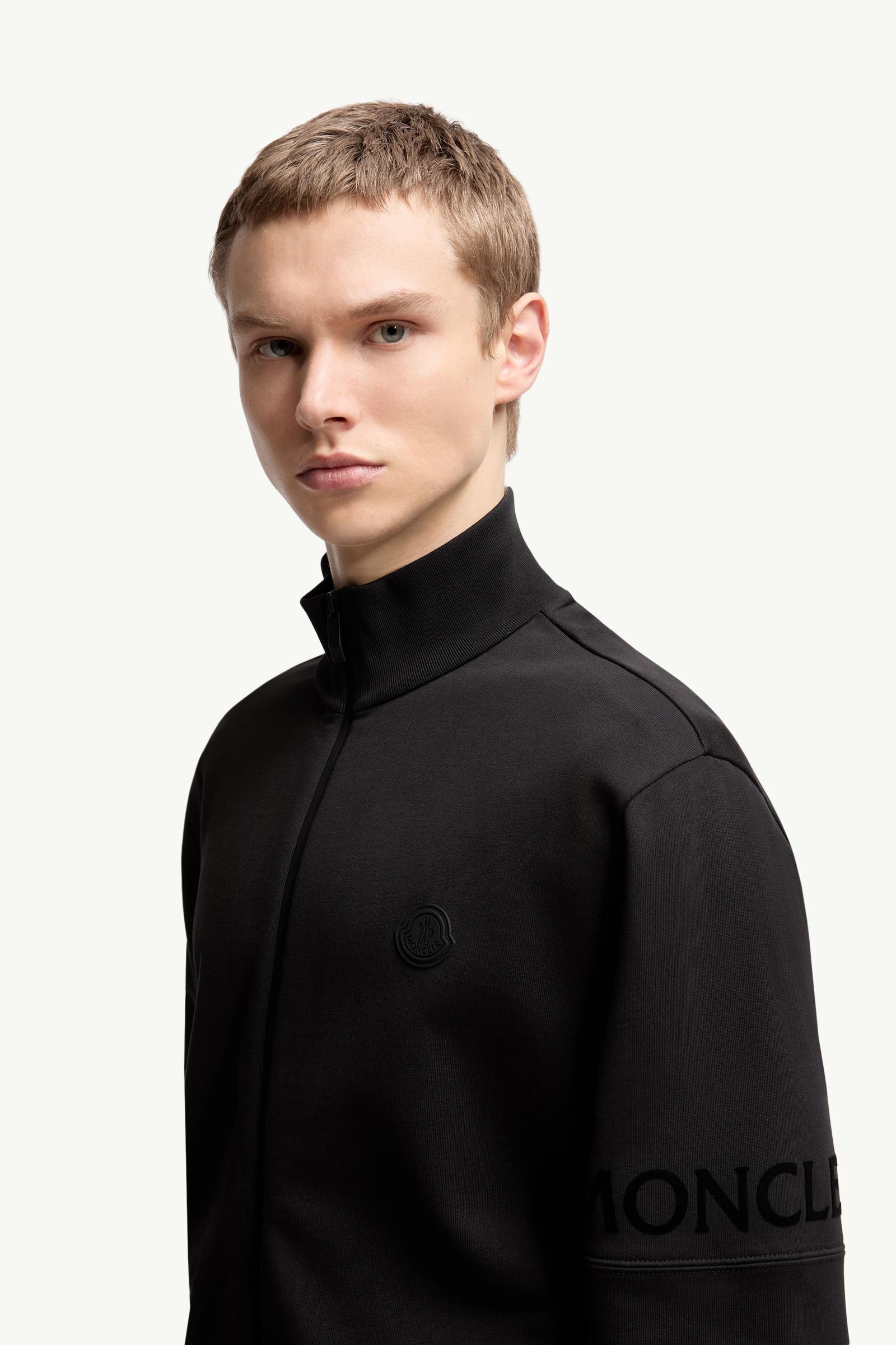 Black Cotton Zip-Up Sweatshirt - Sweatshirts for Men | Moncler DK