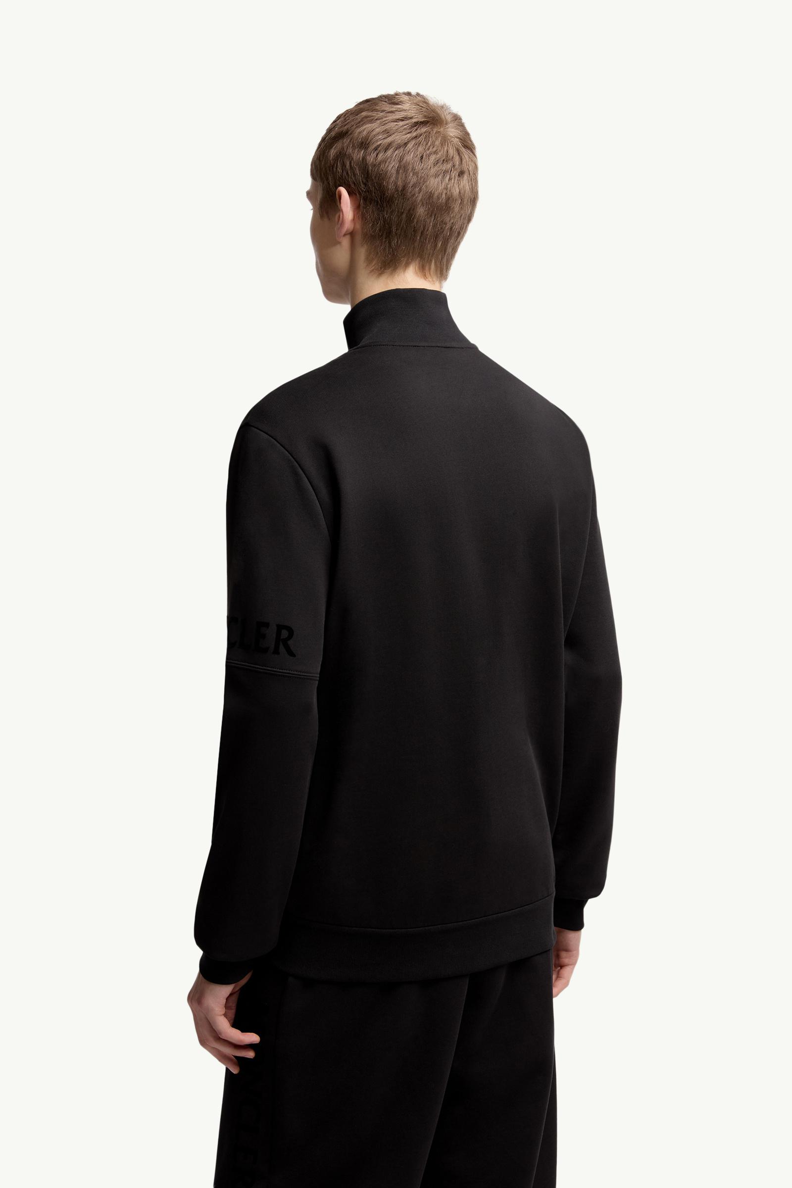 Black Cotton Zip-Up Sweatshirt - Sweatshirts for Men | Moncler SG