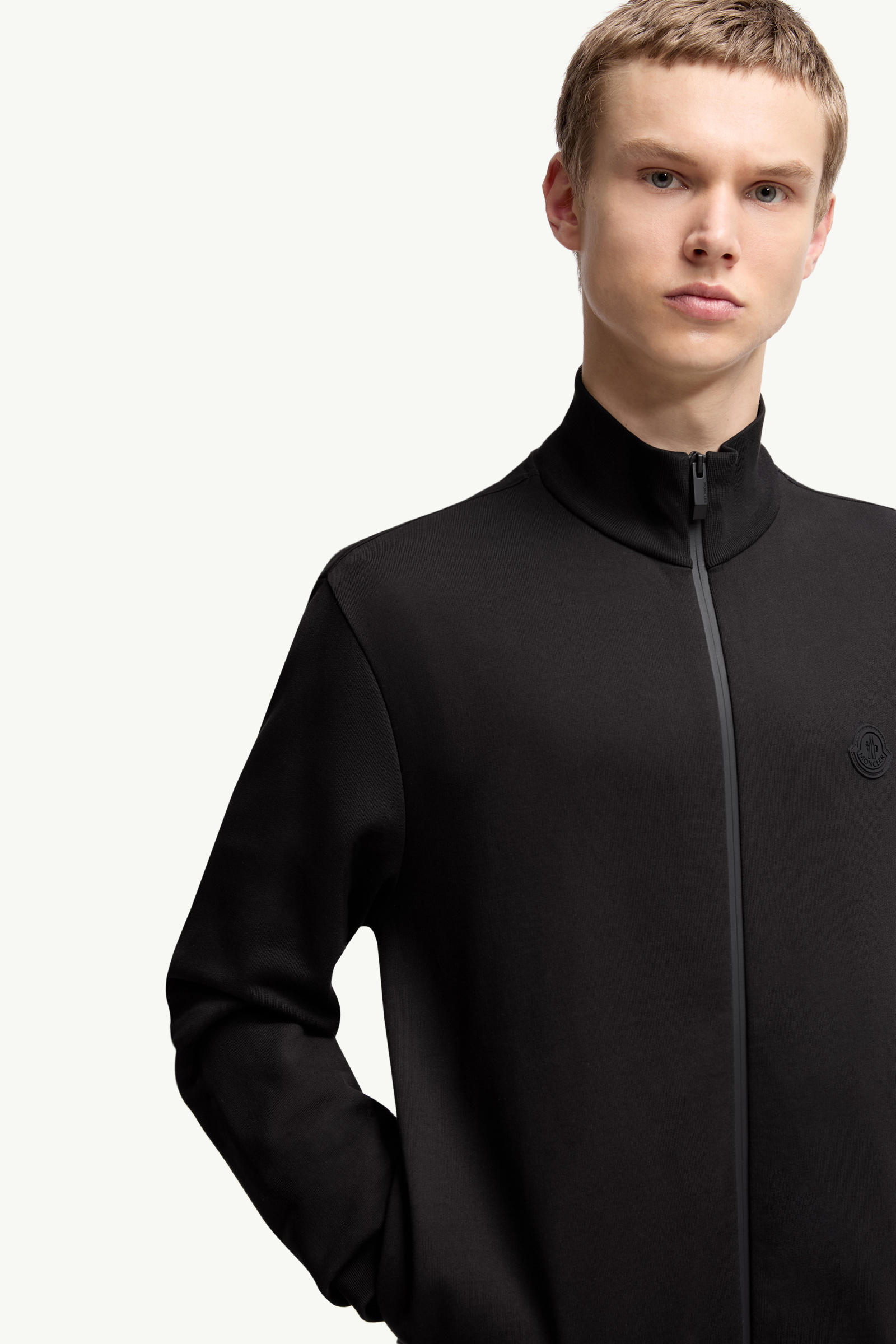 Cotton Zip-Up Sweatshirt Men Black Moncler 5