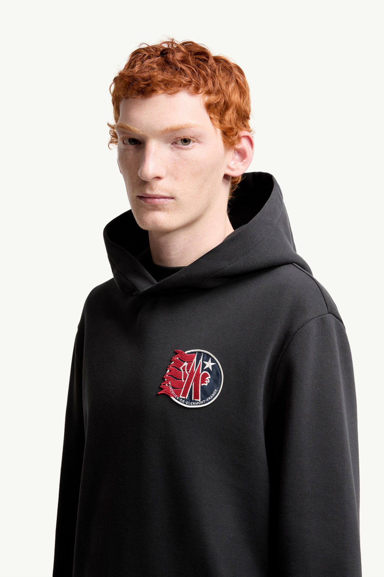 Star Logo Patch Cotton Hoodie Men Black Moncler 1