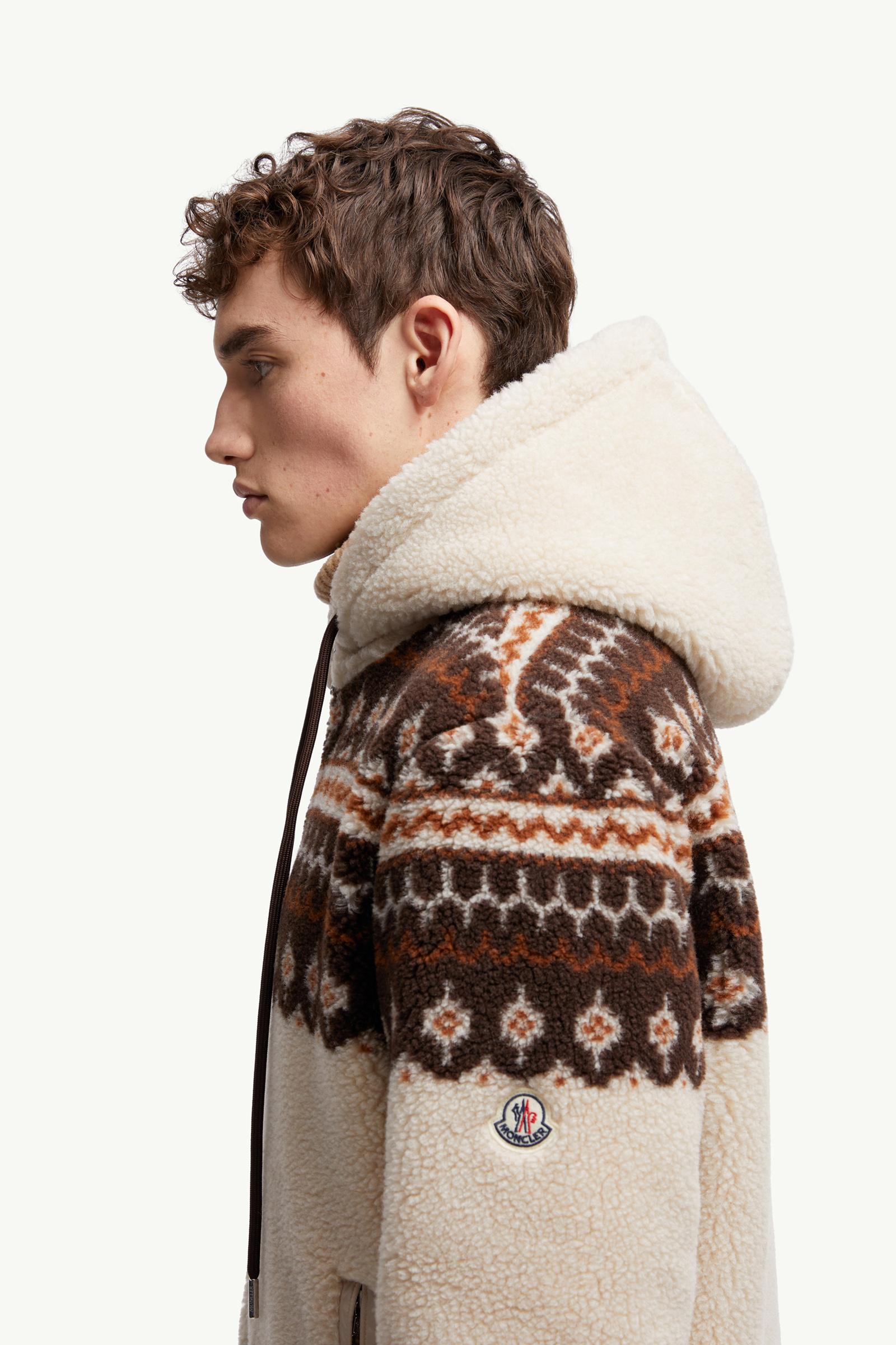 Geometric Jacquard Wool Blend Hoodie Men Multicolour Moncler 1