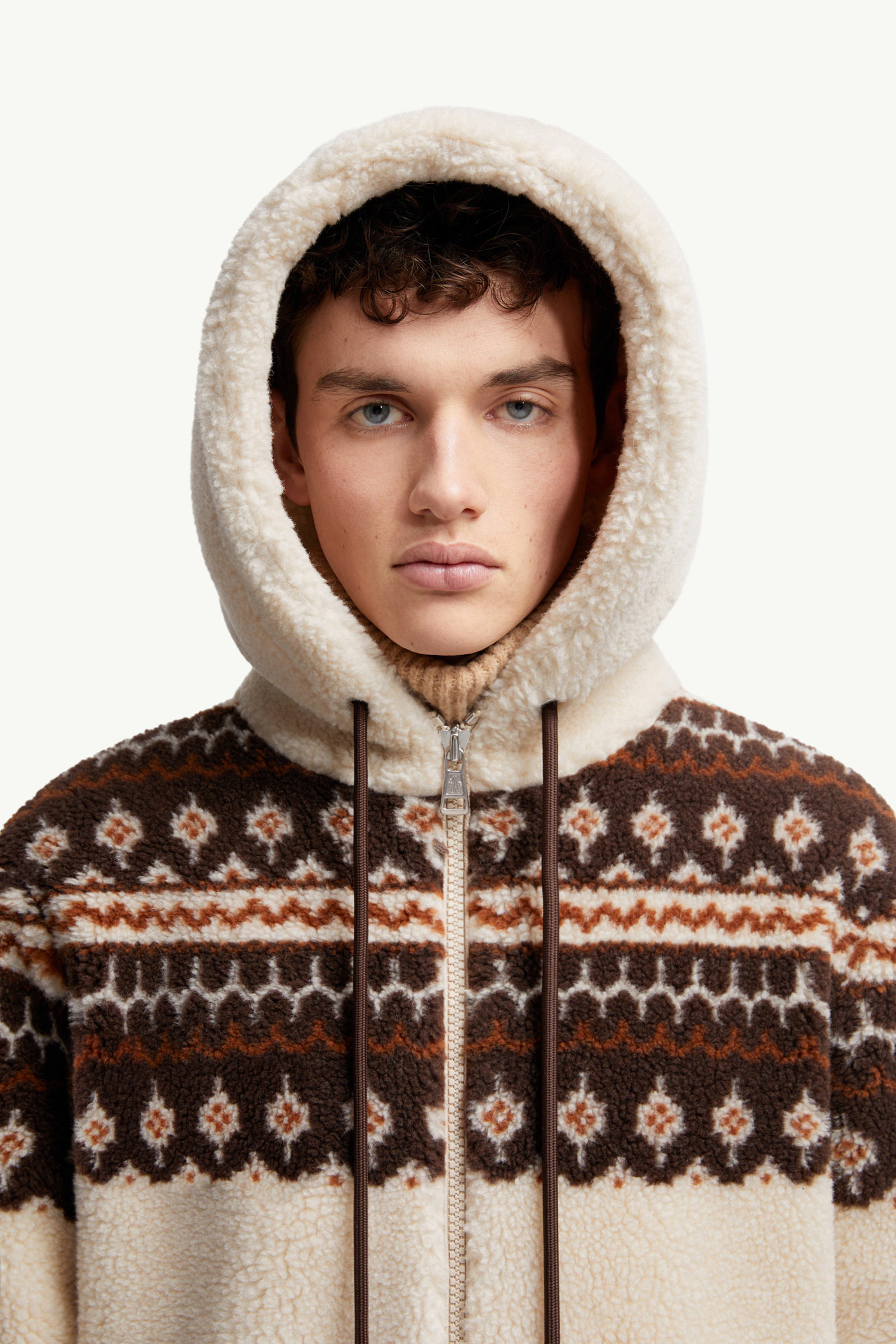 Geometric Jacquard Wool Blend Hoodie Men Multicolour Moncler 5