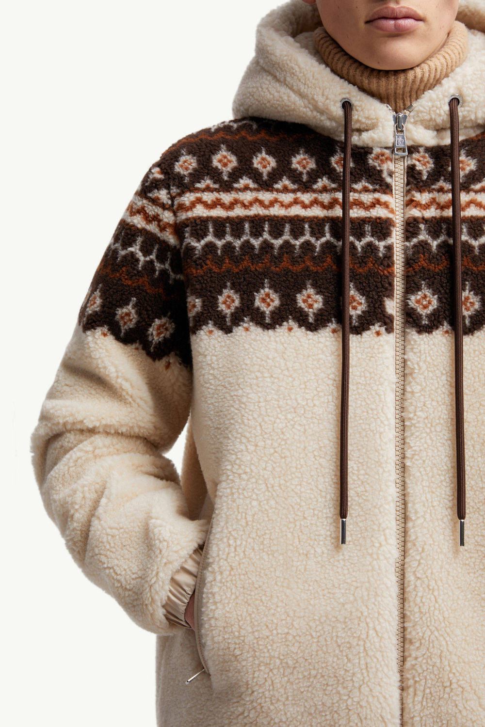 Geometric Jacquard Wool Blend Hoodie Men Multicolour Moncler 6