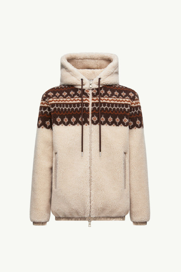 Geometric Jacquard Wool Blend Hoodie Men Multicolour Moncler 2