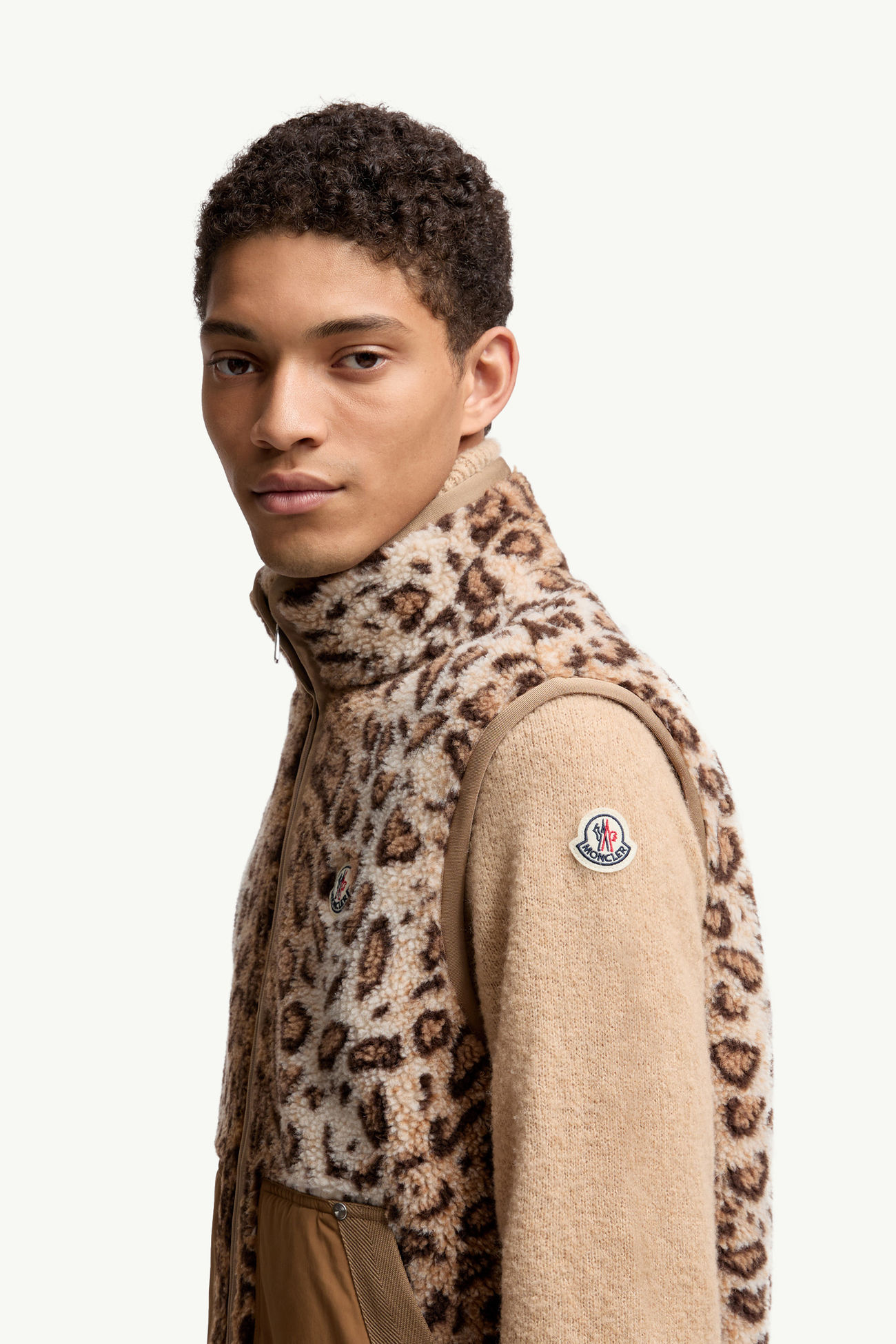 울 혼방 테디 집업 베스트 남성 베이지 Moncler 1