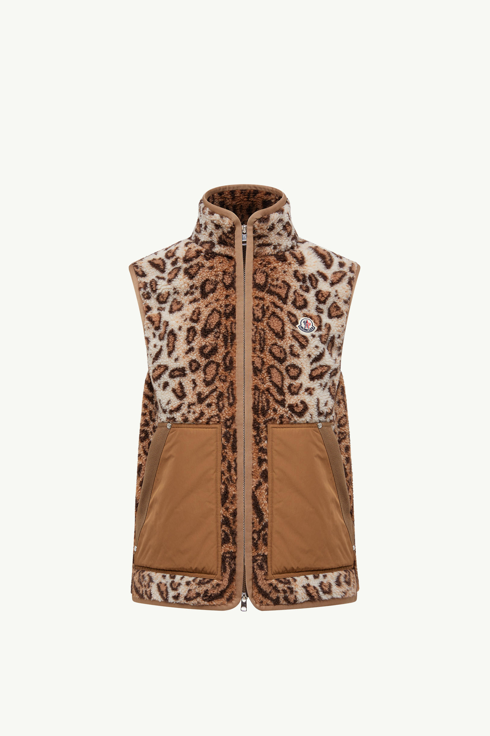 Wool Blend Teddy Zip-Up gilet Men Beige Moncler 2
