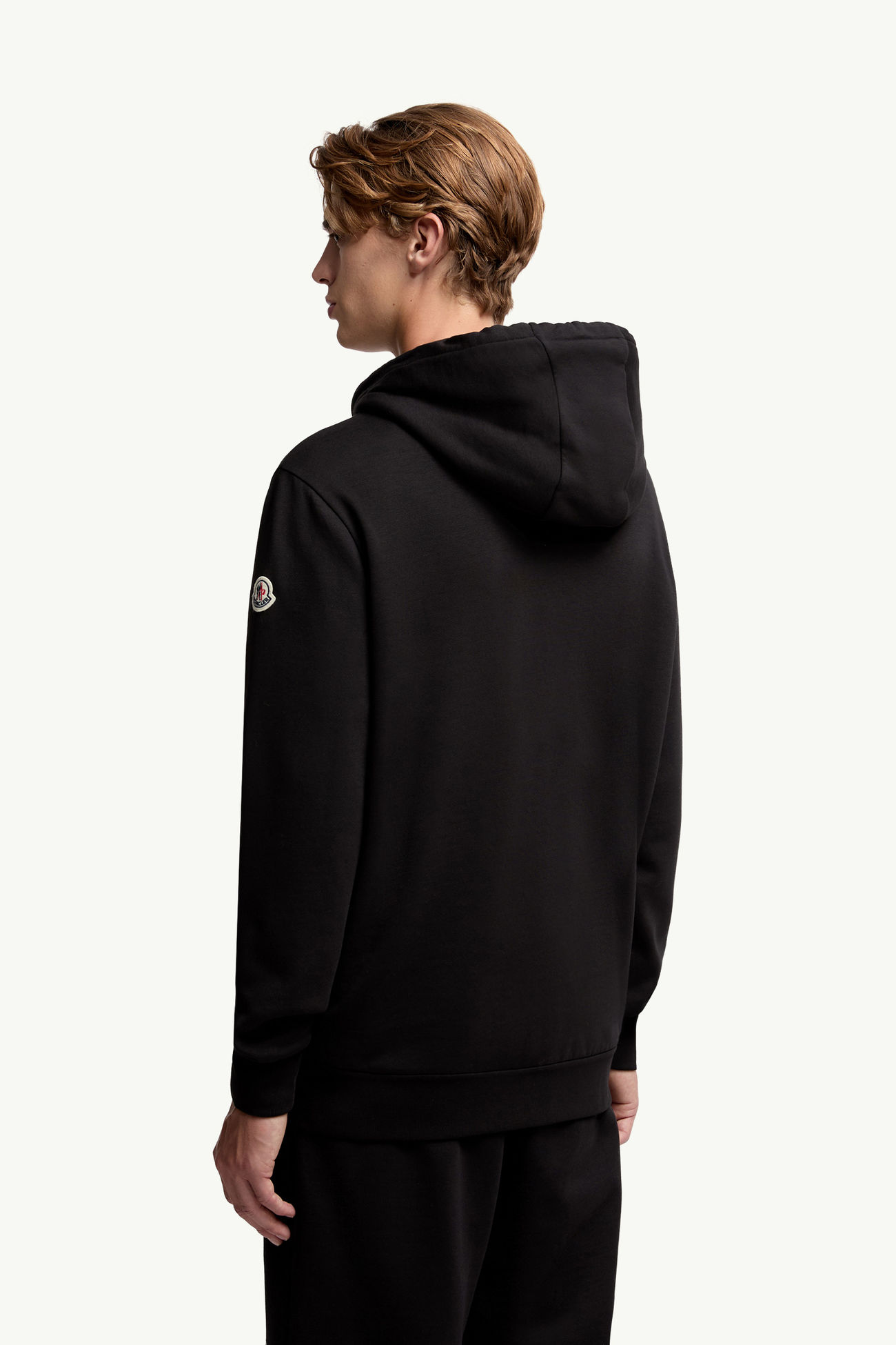 Sweat à capuche zippé en coton mélangé avec poche Hommes Noir Moncler 4