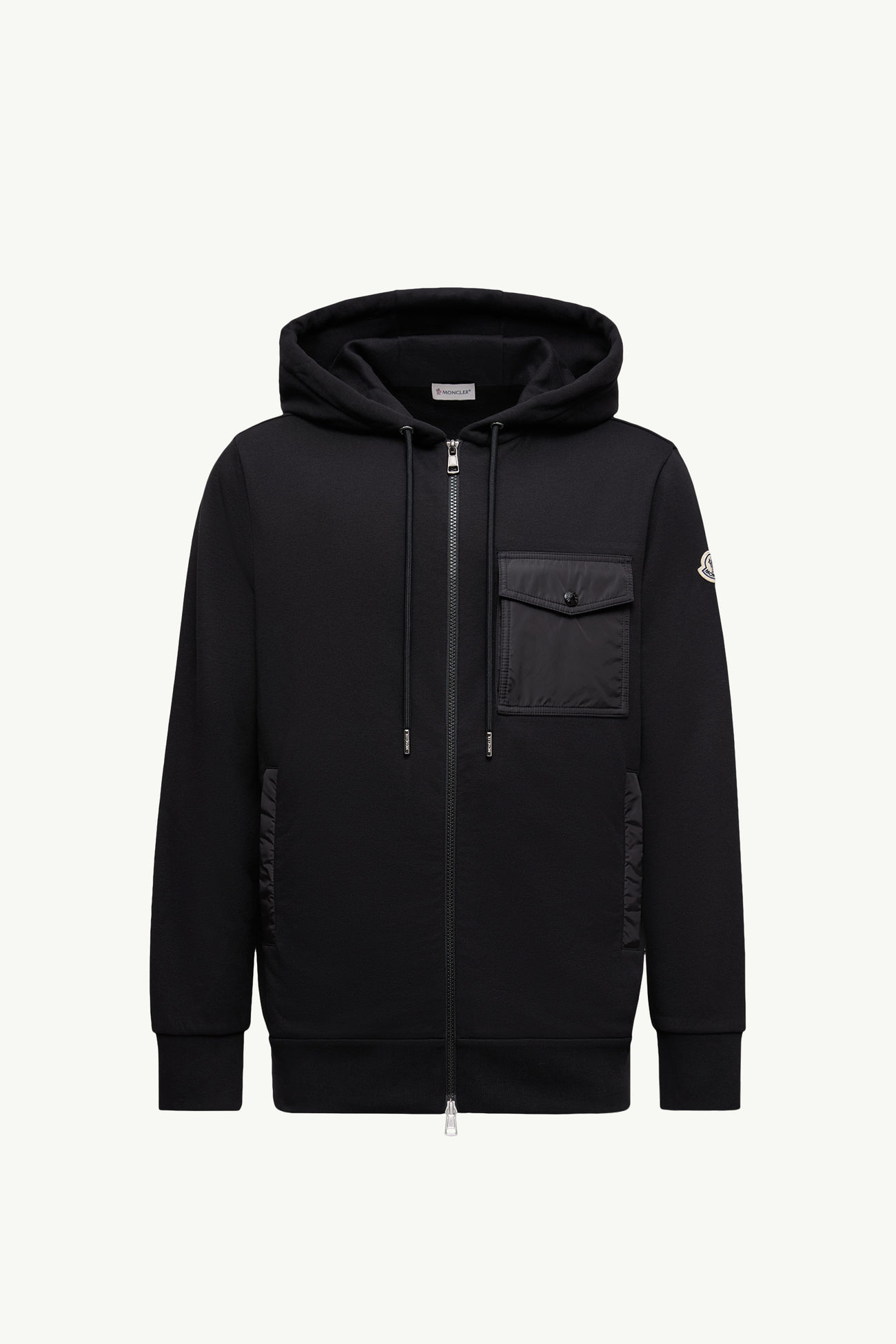 Sweat à capuche zippé en coton mélangé avec poche Hommes Noir Moncler 2