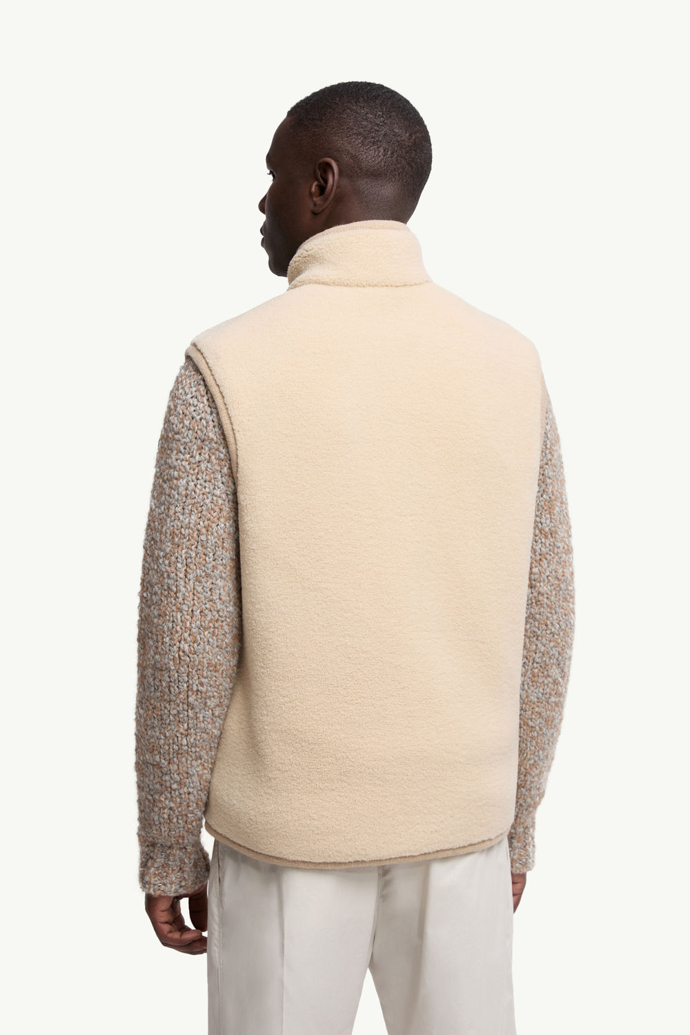 Gilet en teddy à bords en nubuck Hommes Beige Moncler 4