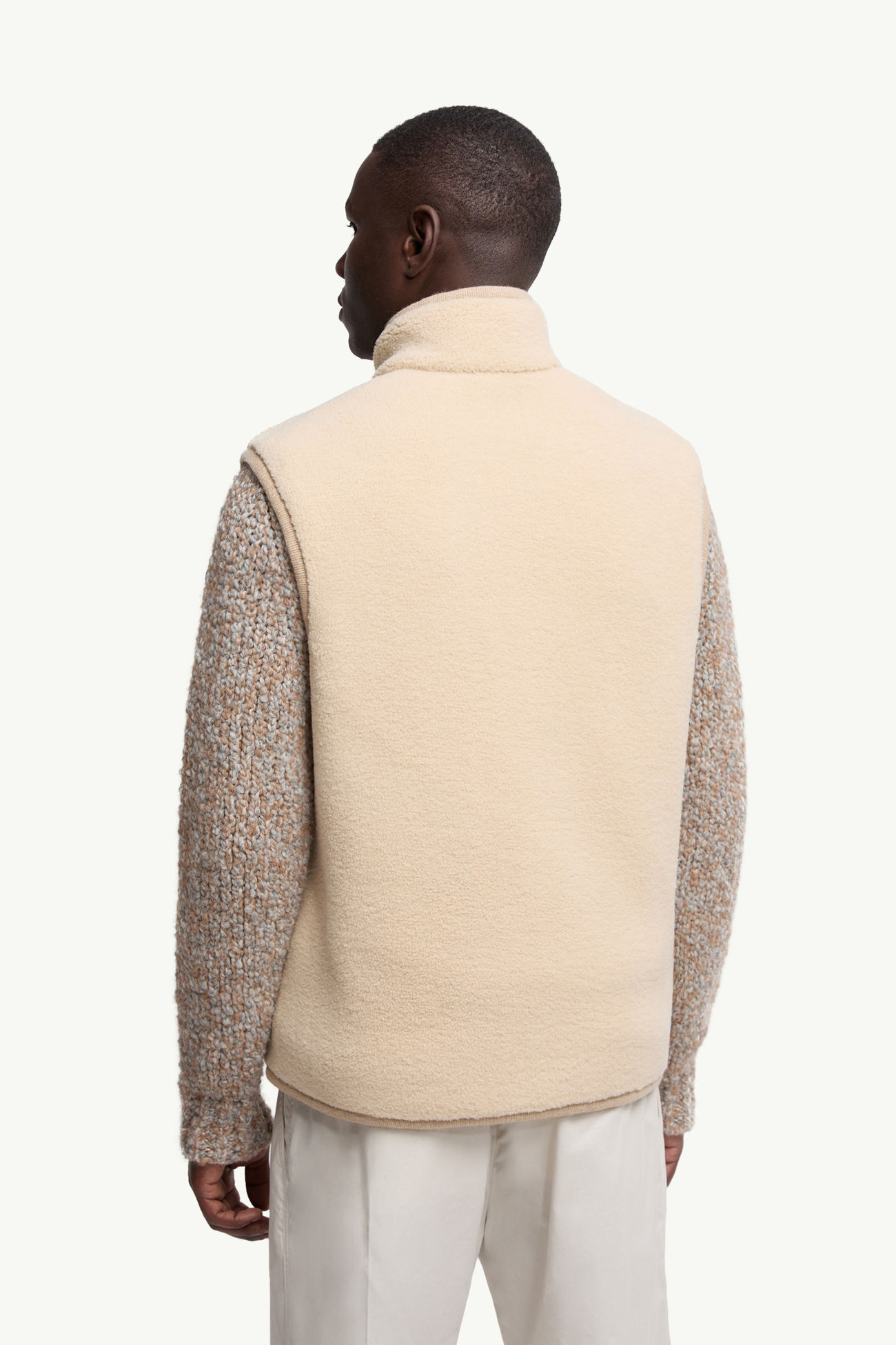 Nubuck-Trimmed Teddy Vest Men Beige Moncler 4