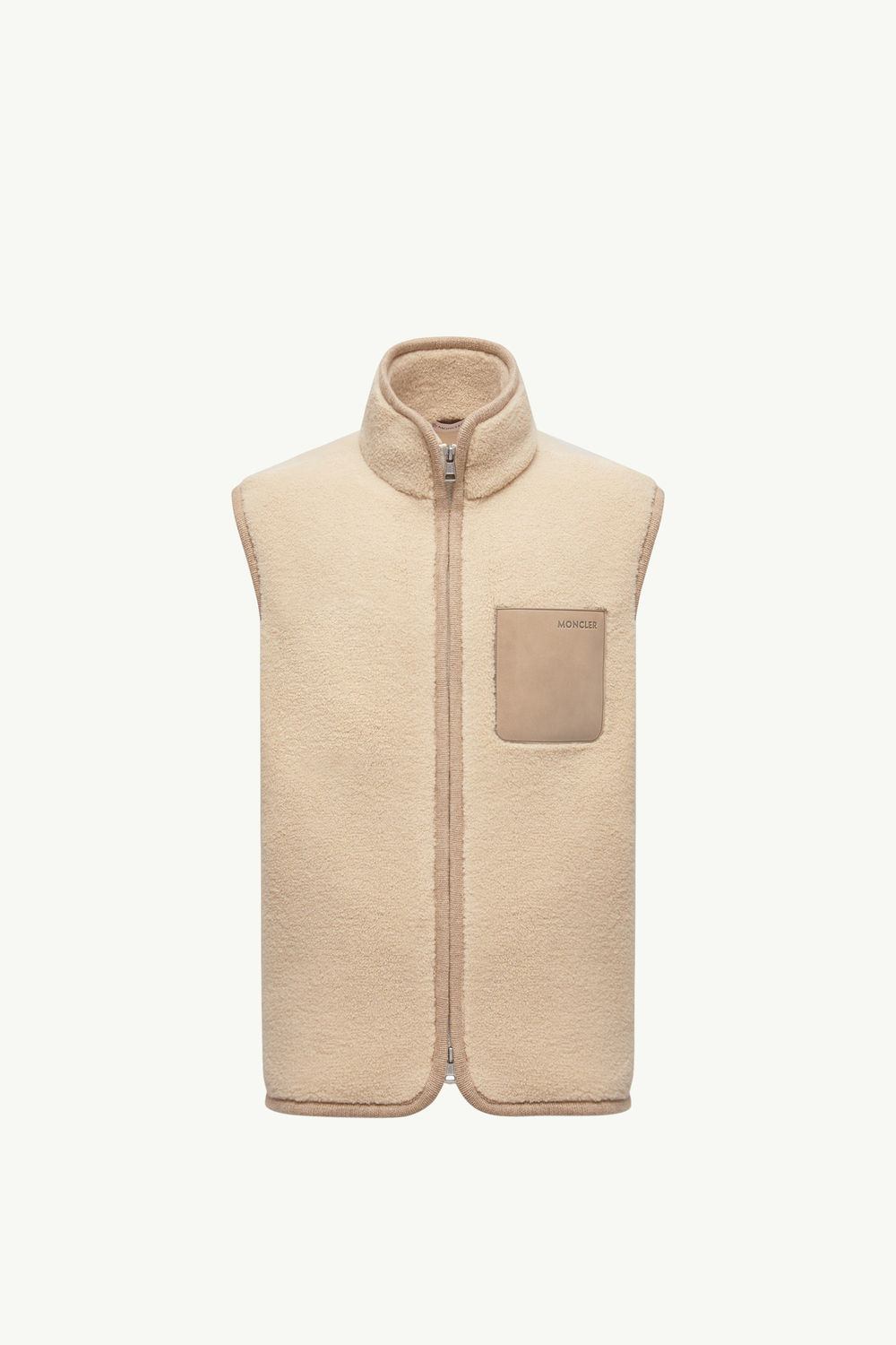 Gilet en teddy à bords en nubuck Hommes Beige Moncler 2