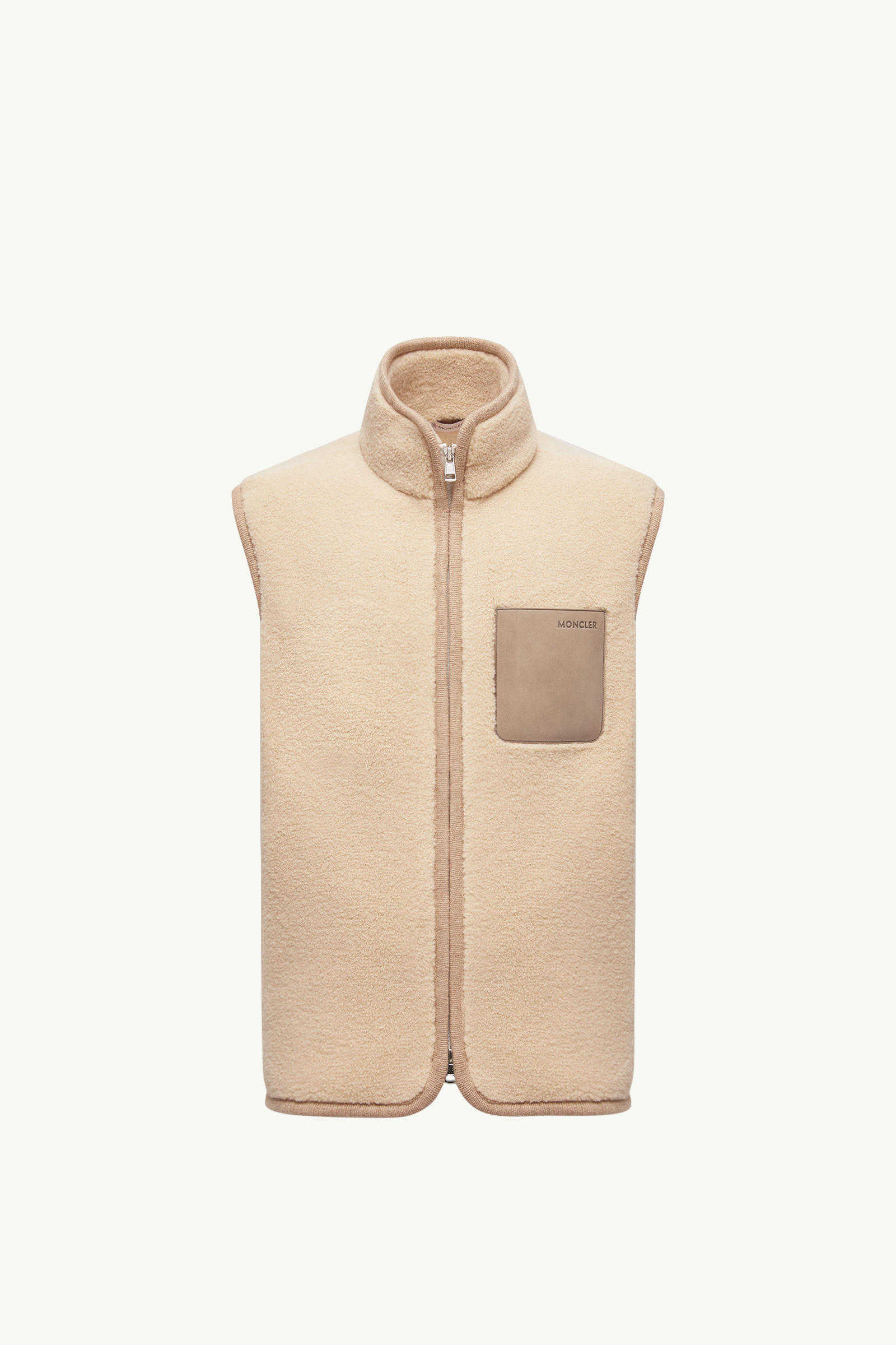 Gilet en teddy à bords en nubuck Hommes Beige Moncler 2