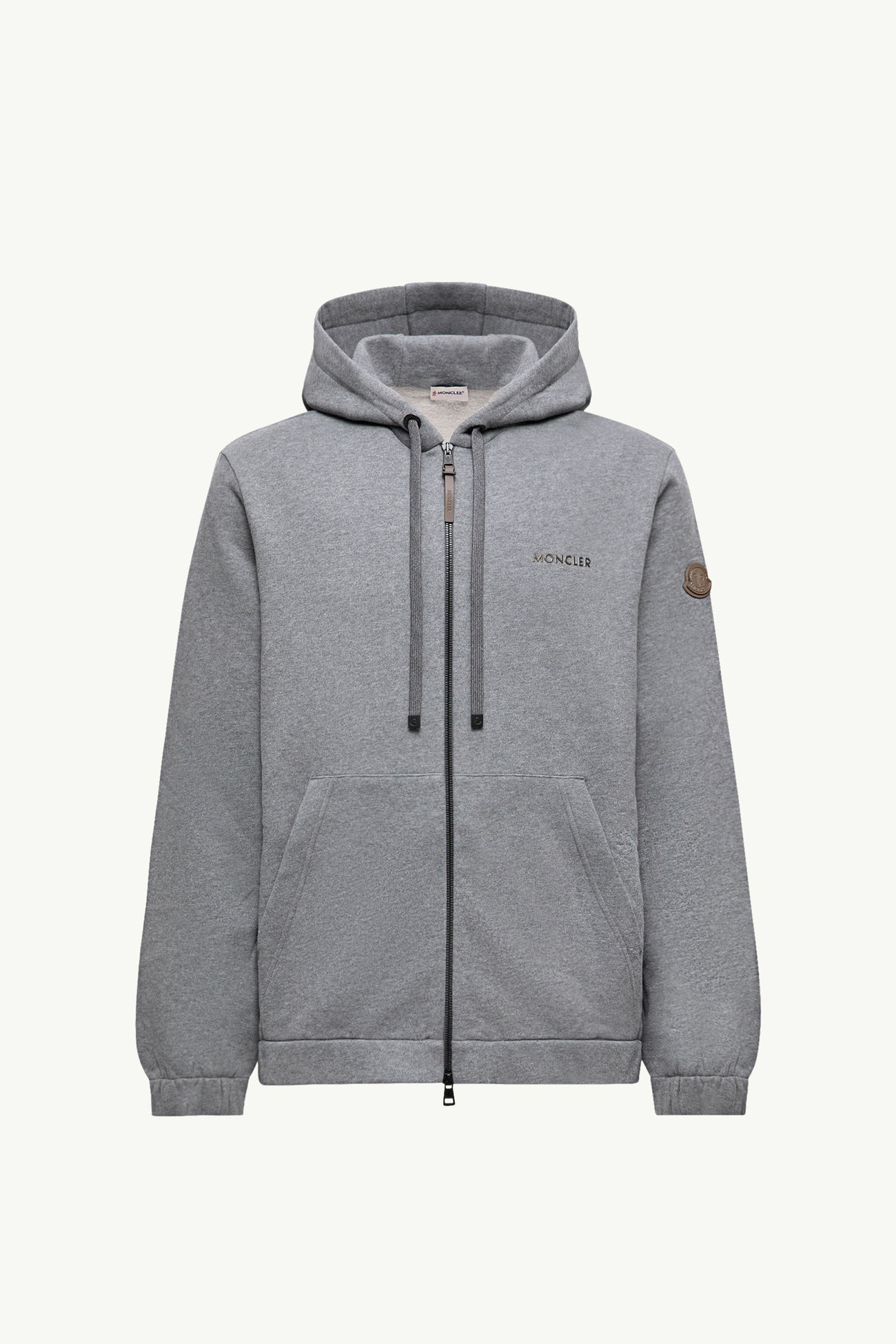 Cárdigan de mezcla de algodón con cremallera y logotipo de piel Hombre Gris oscuro Moncler 2