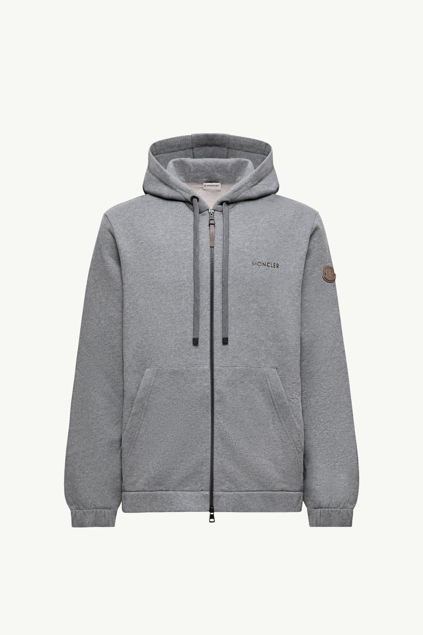 Dark Grey Leather Logo Cotton Blend Zip-Up Hoodie - test for test