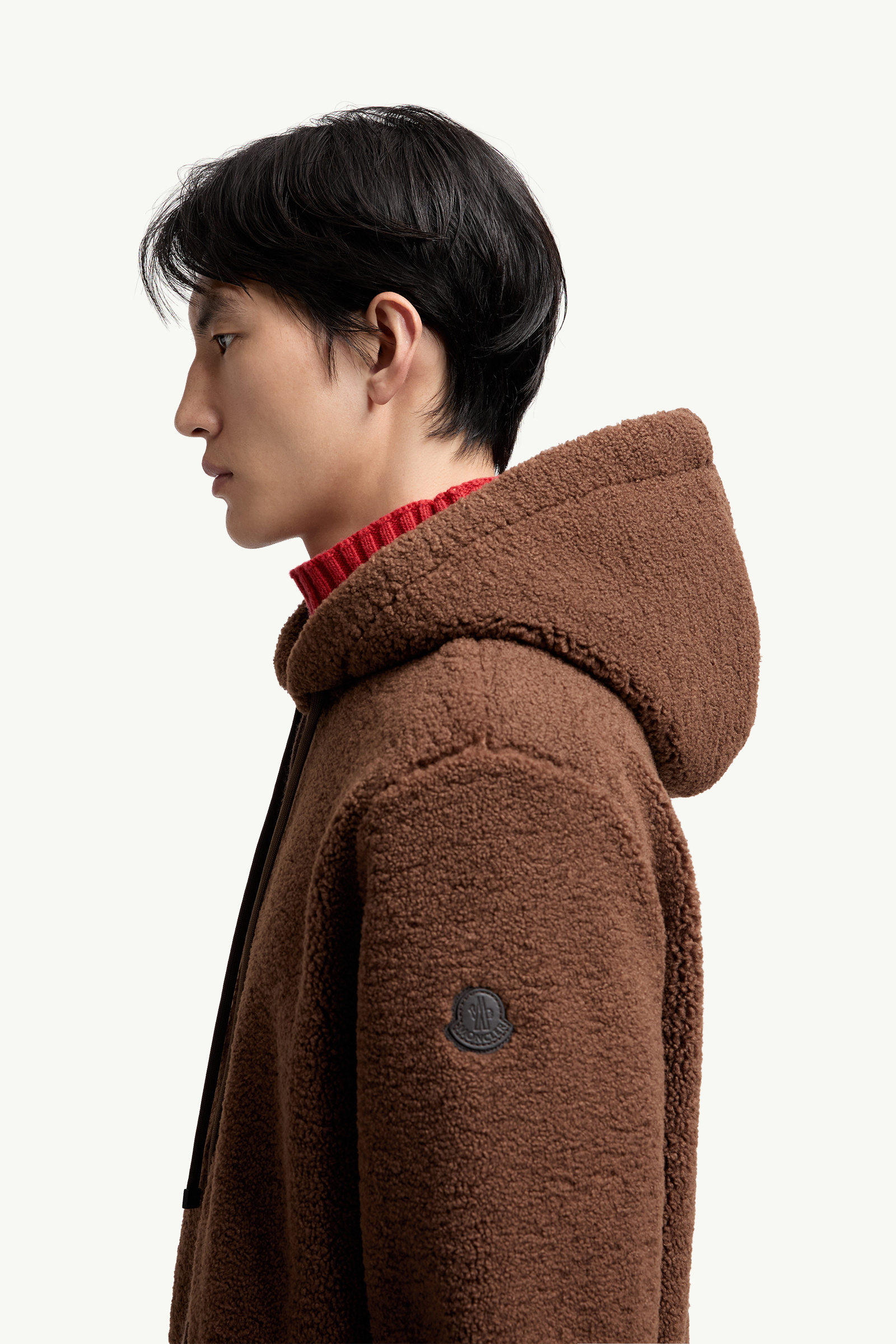 Kapuzenpullover aus Teddystoff mit Reißverschluss Herren Braun Moncler 1