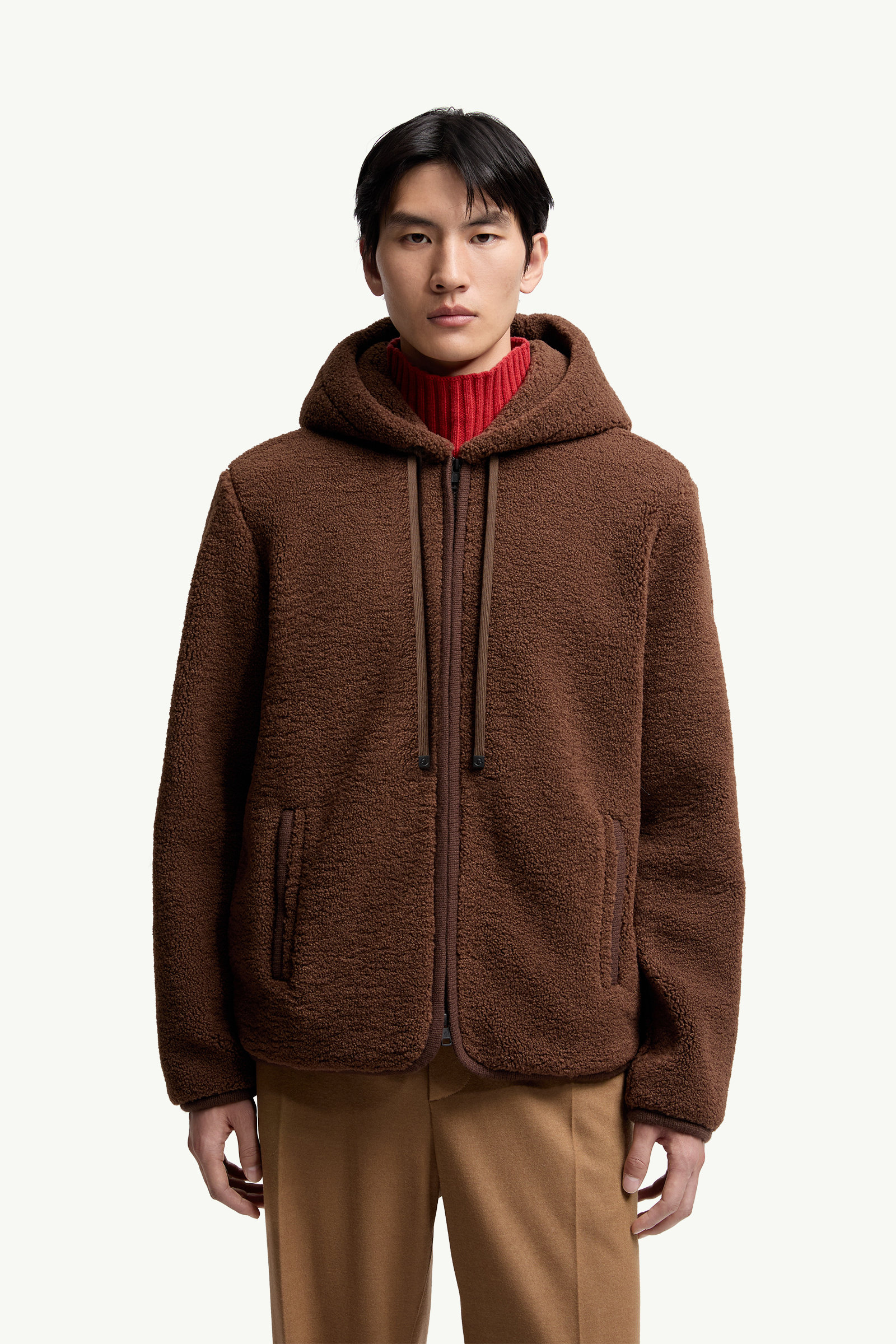 Kapuzenpullover aus Teddystoff mit Reißverschluss Herren Braun Moncler 3