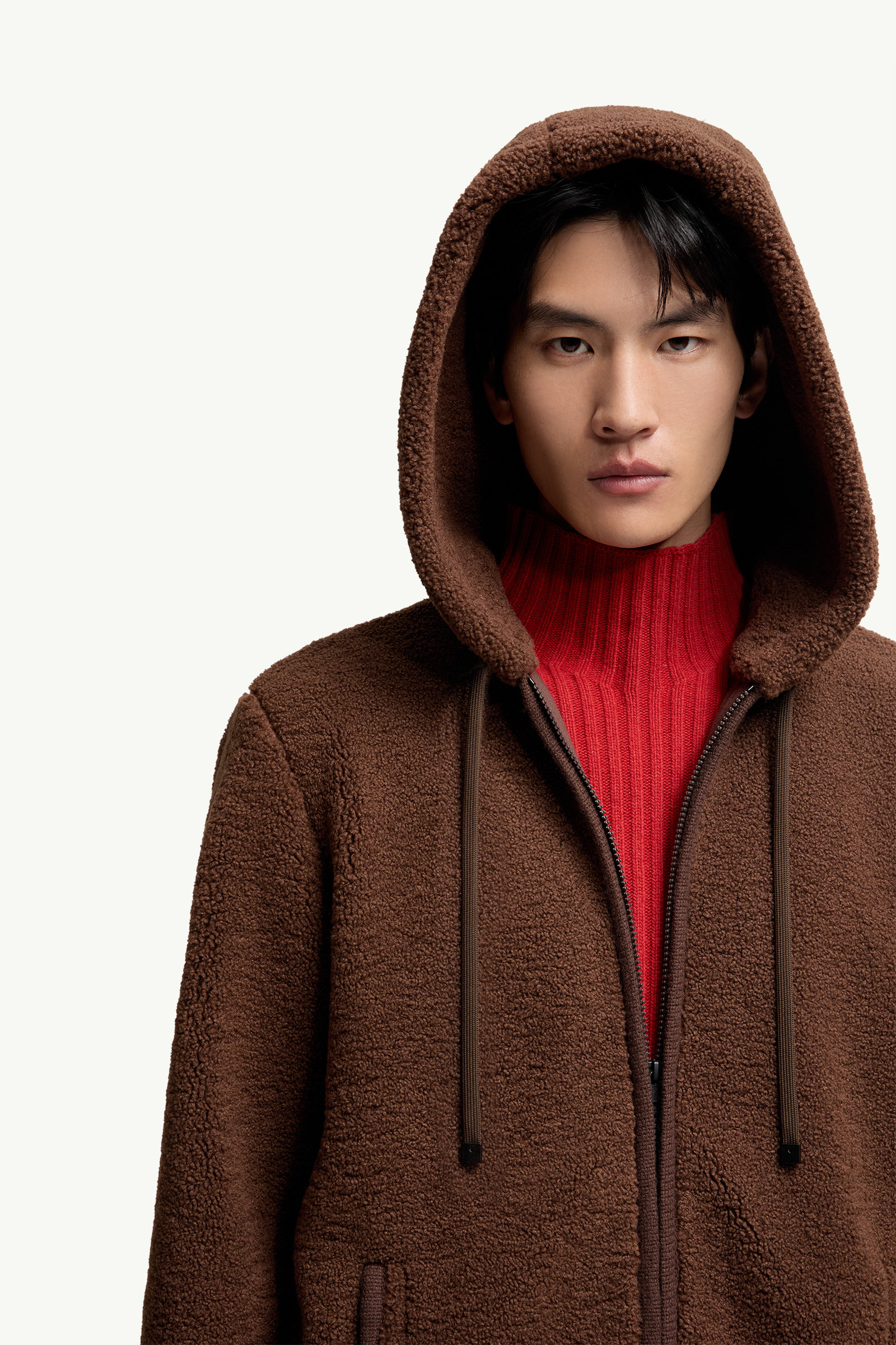 Kapuzenpullover aus Teddystoff mit Reißverschluss Herren Braun Moncler 5