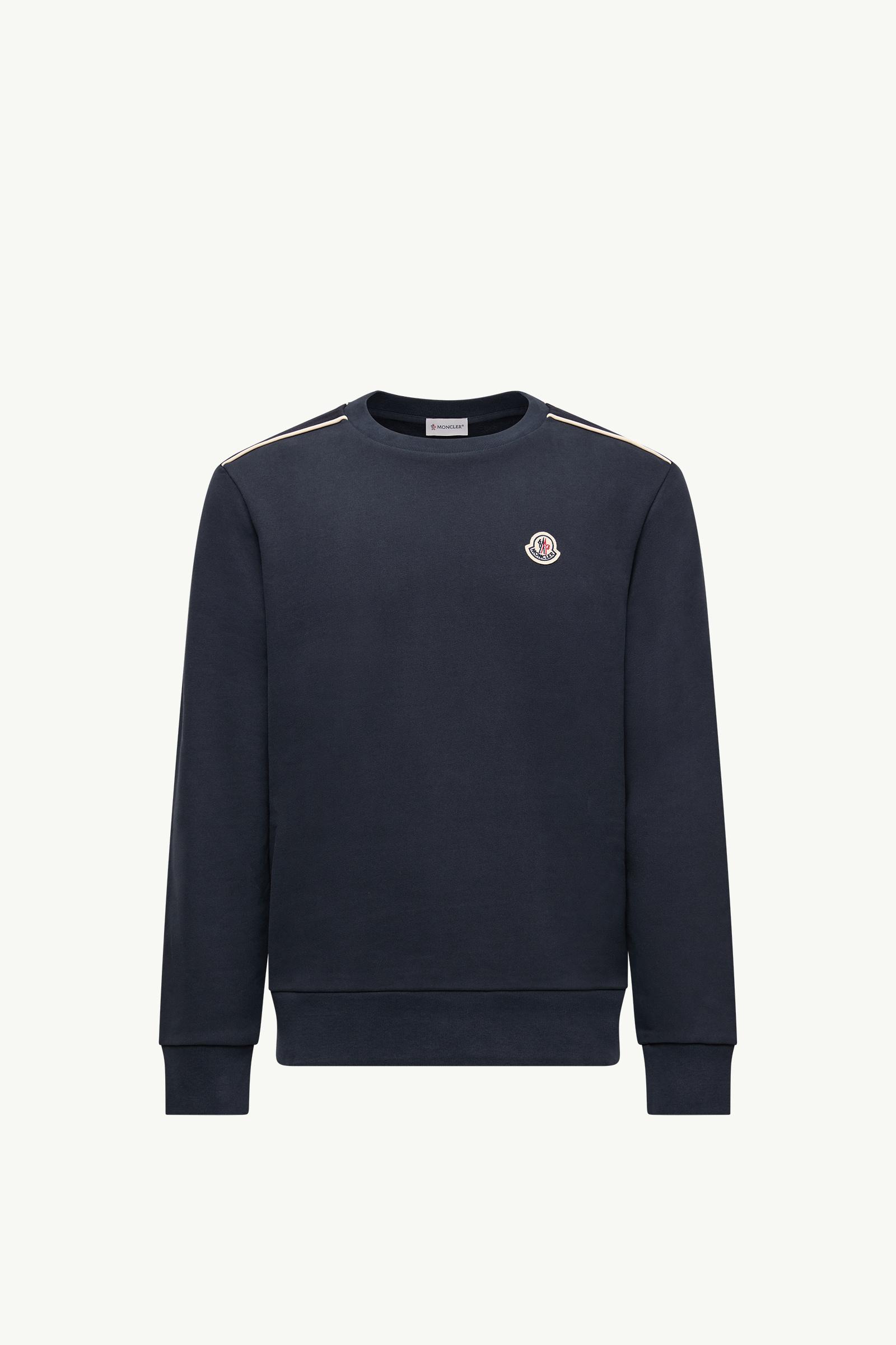 Navy Blue Logo Patch Cotton Sweatshirt - Sweatshirts for Men