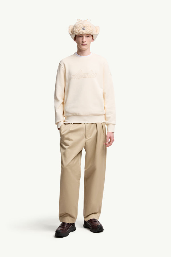 Sweat en coton à logo lettres cursives Hommes Blanc Moncler 0