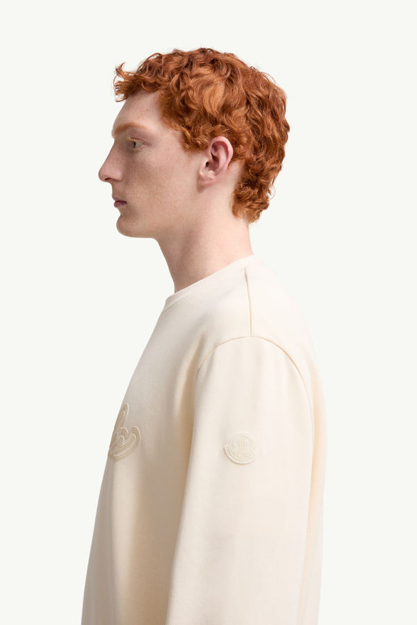 Cursive Logo Cotton Sweatshirt Men White Moncler 1