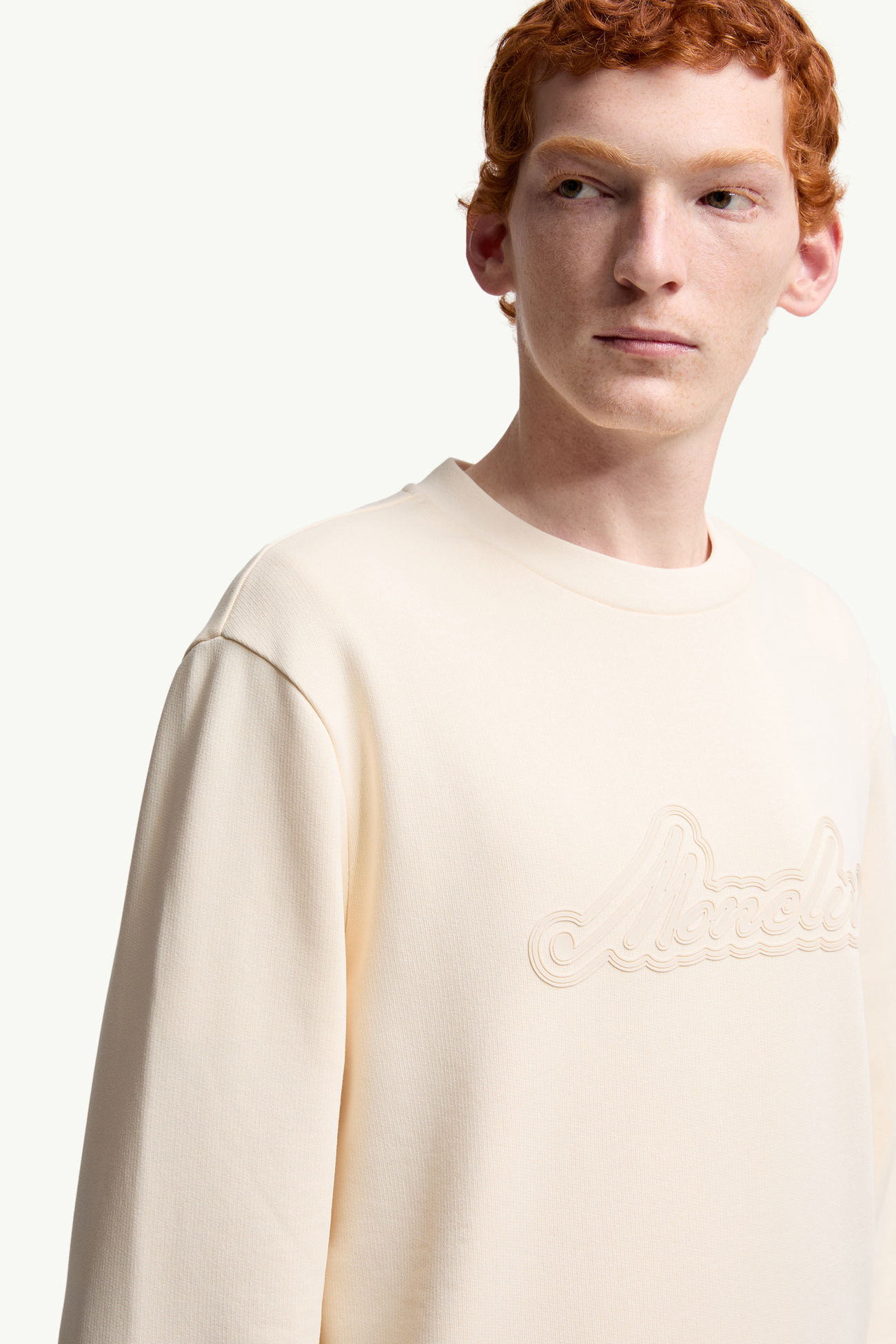 Cursive Logo Cotton Sweatshirt Men White Moncler 5