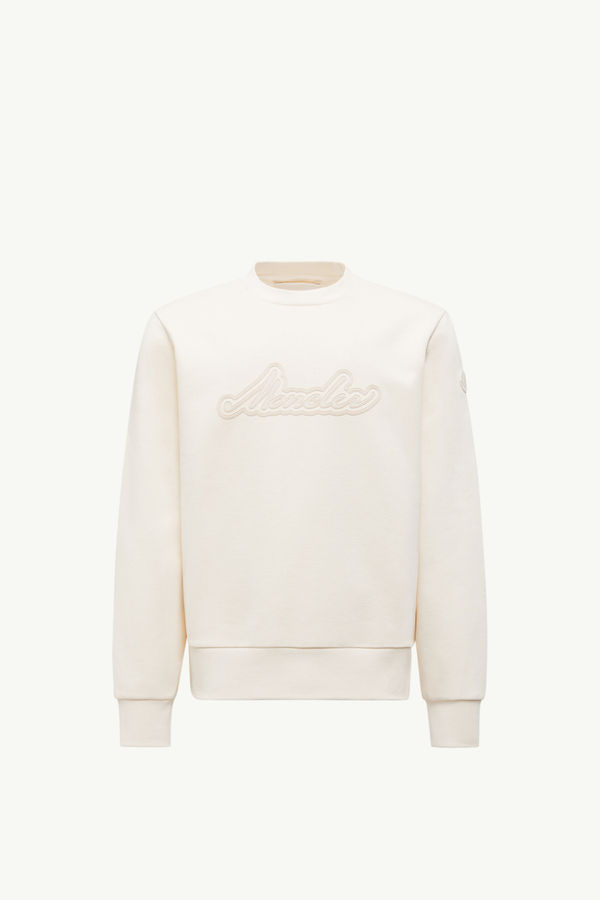 Cursive Logo Cotton Sweatshirt Men White Moncler 2