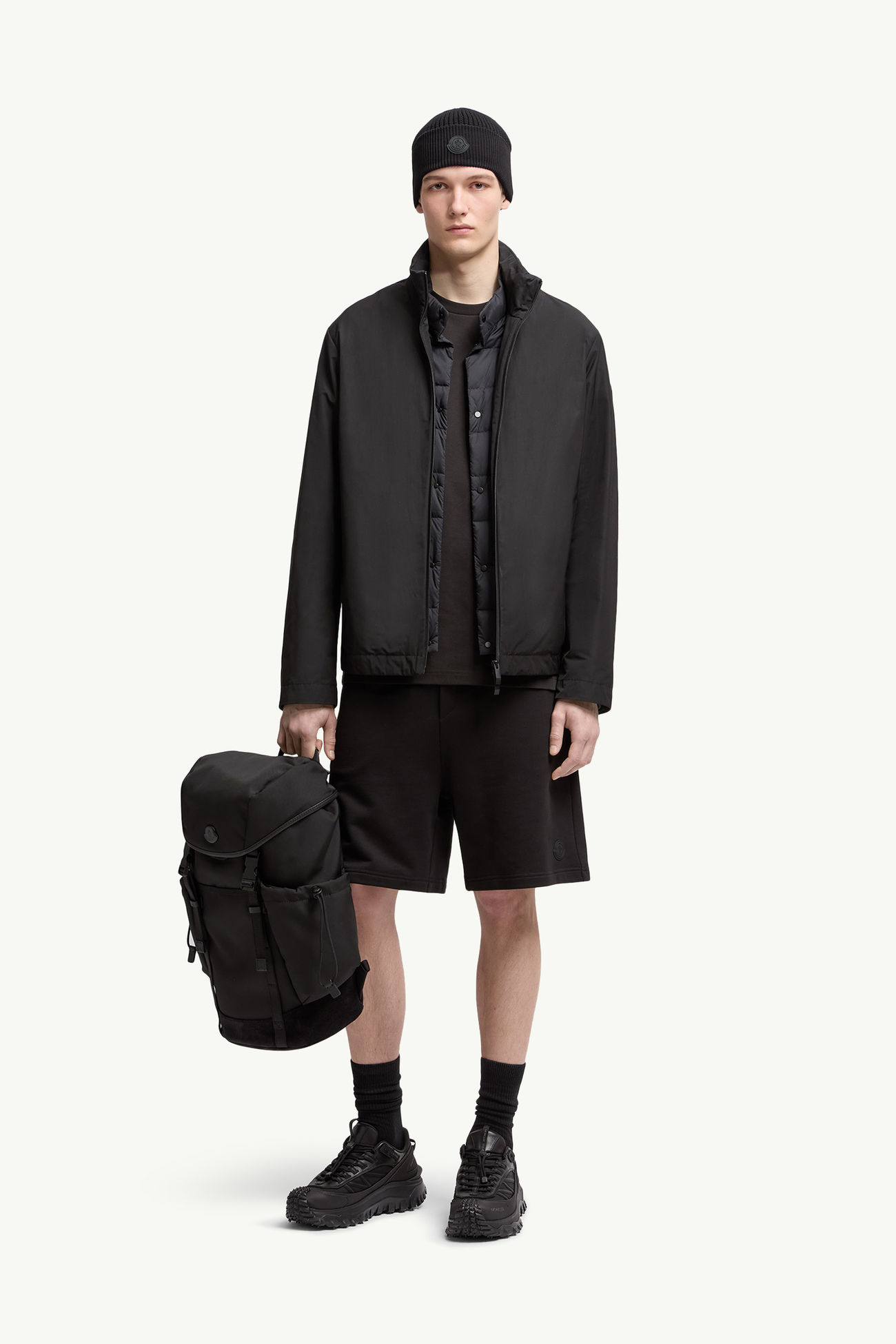 Short en coton à empiècement logo Hommes Noir Moncler 0